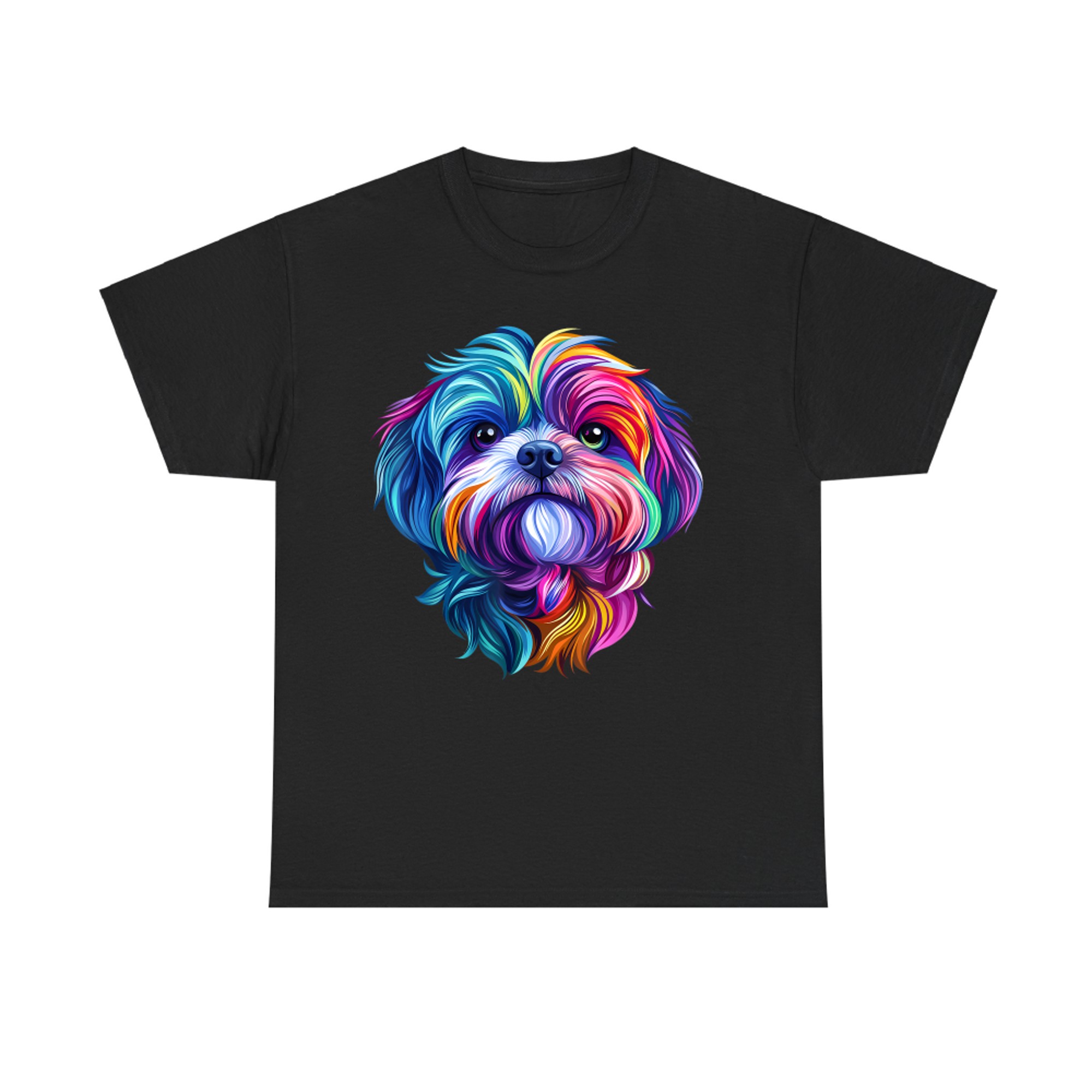 Colorful Shih Tzu Face Cute Puppy Dog Lover T-Shirt