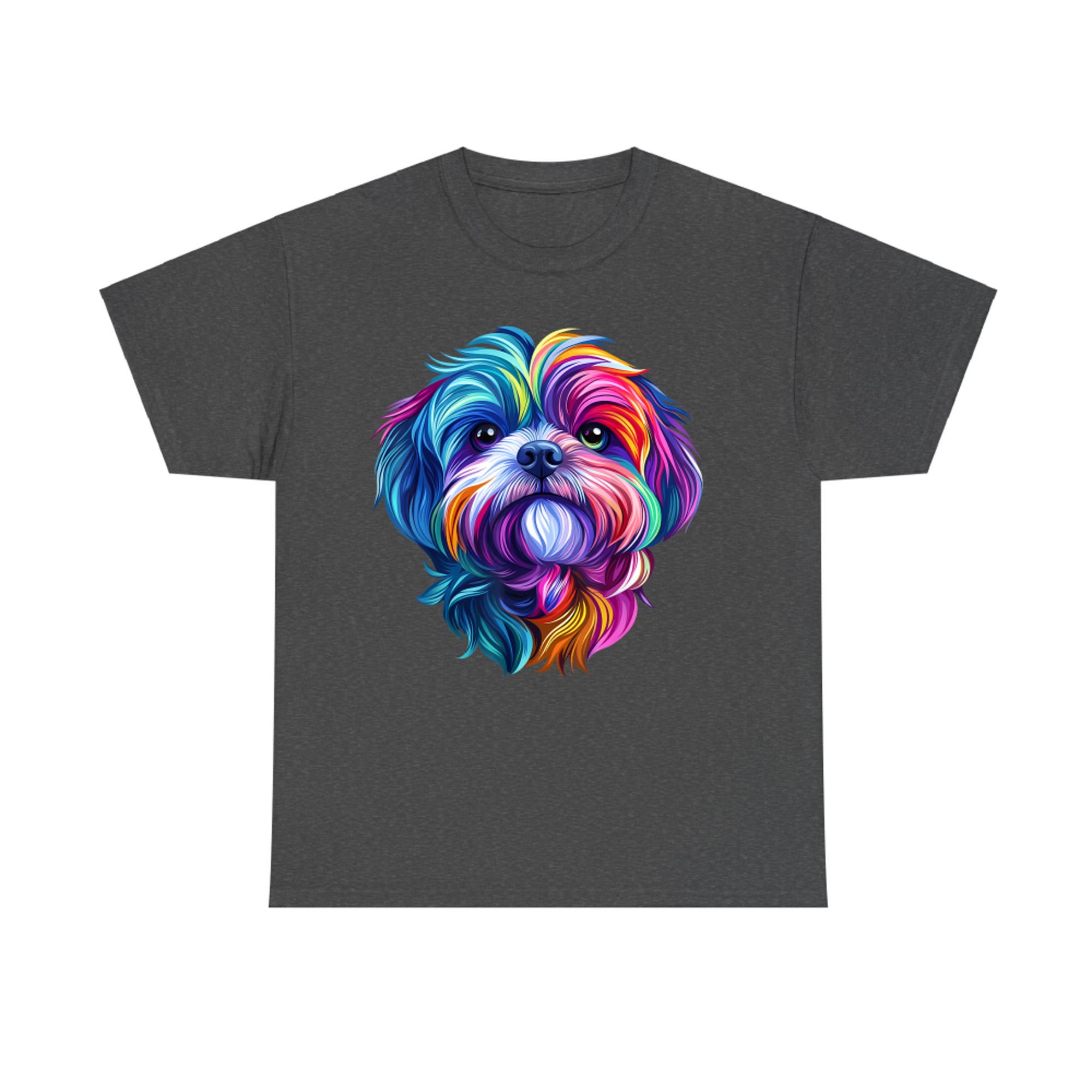 Colorful Shih Tzu Face Cute Puppy Dog Lover T-Shirt