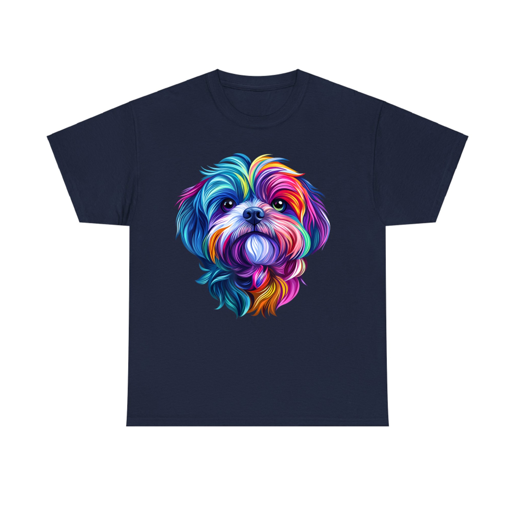 Colorful Shih Tzu Face Cute Puppy Dog Lover T-Shirt