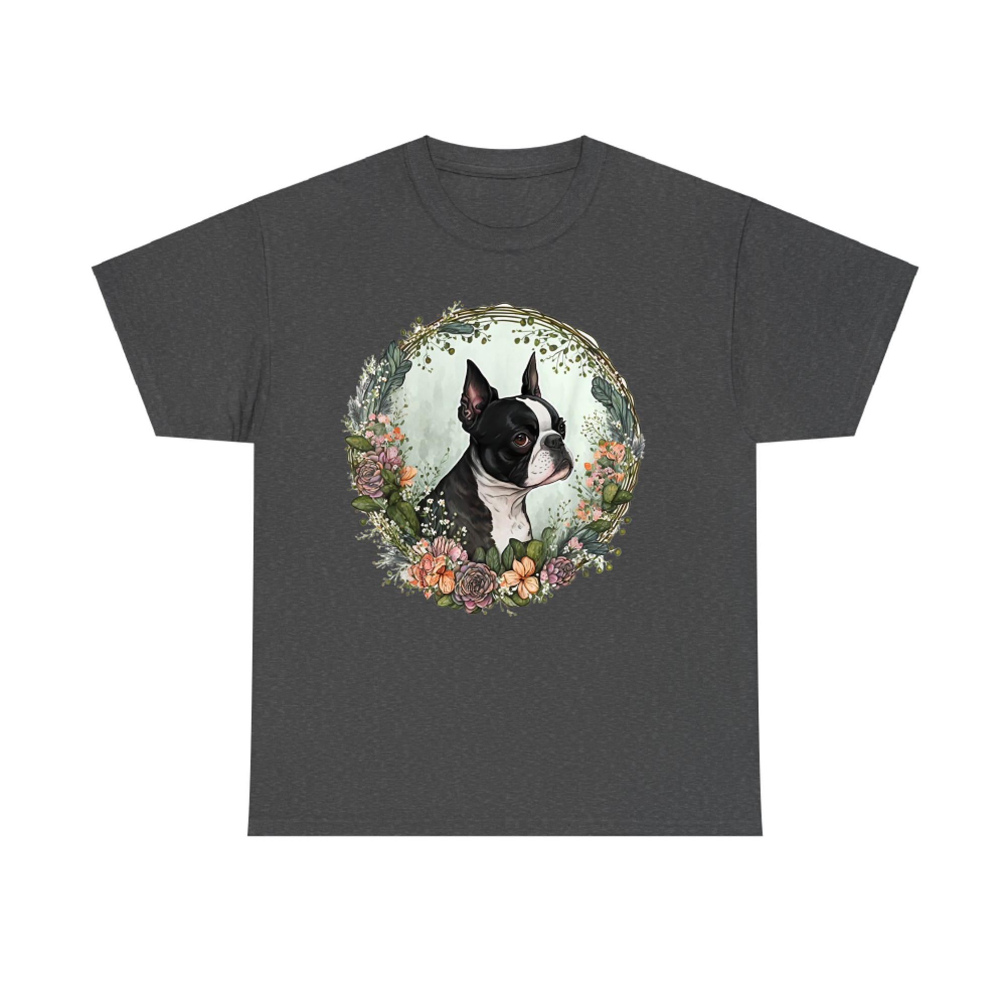 Cute Boston Terrier Dog on Boston Terrier Lover T-Shirt