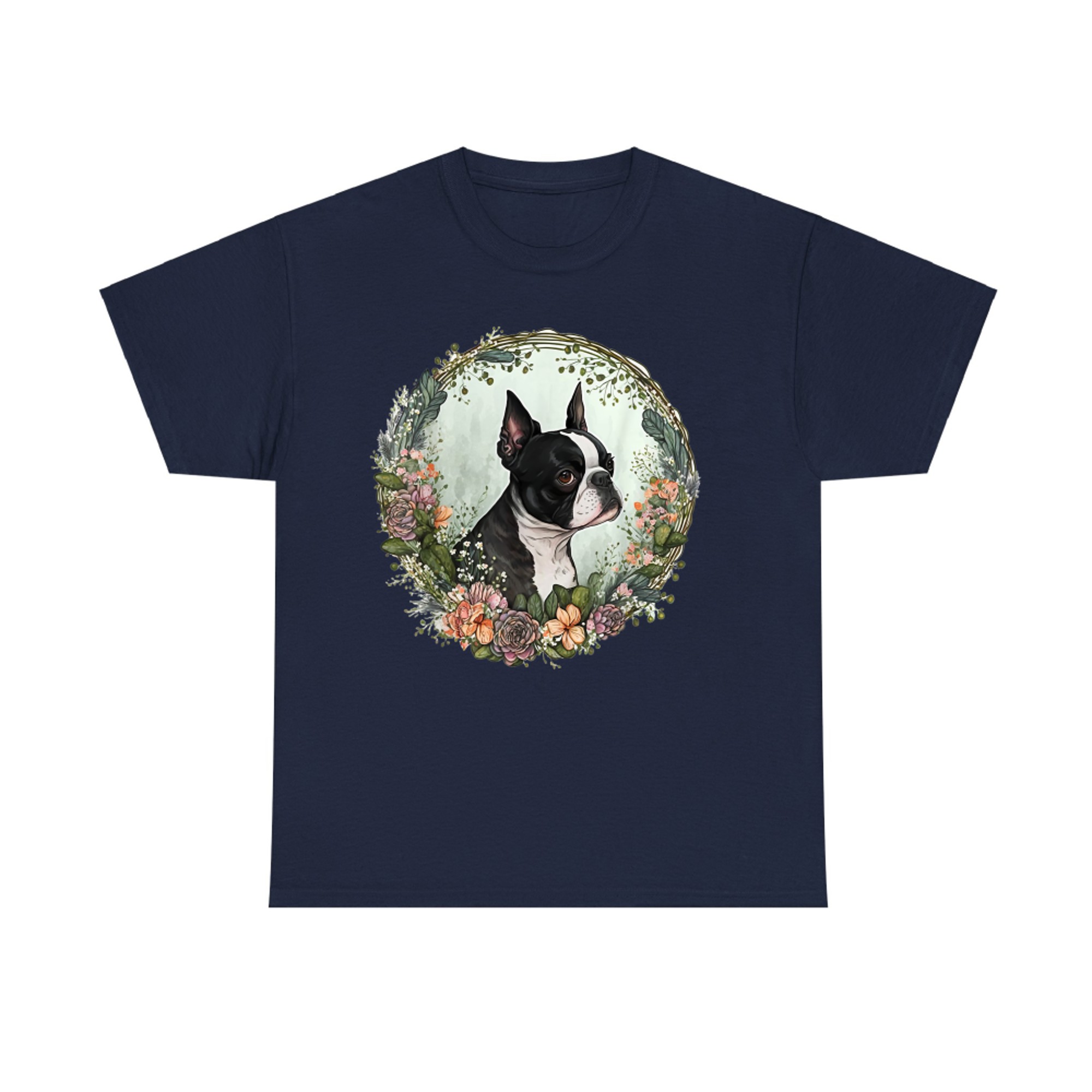 Cute Boston Terrier Dog on Boston Terrier Lover T-Shirt