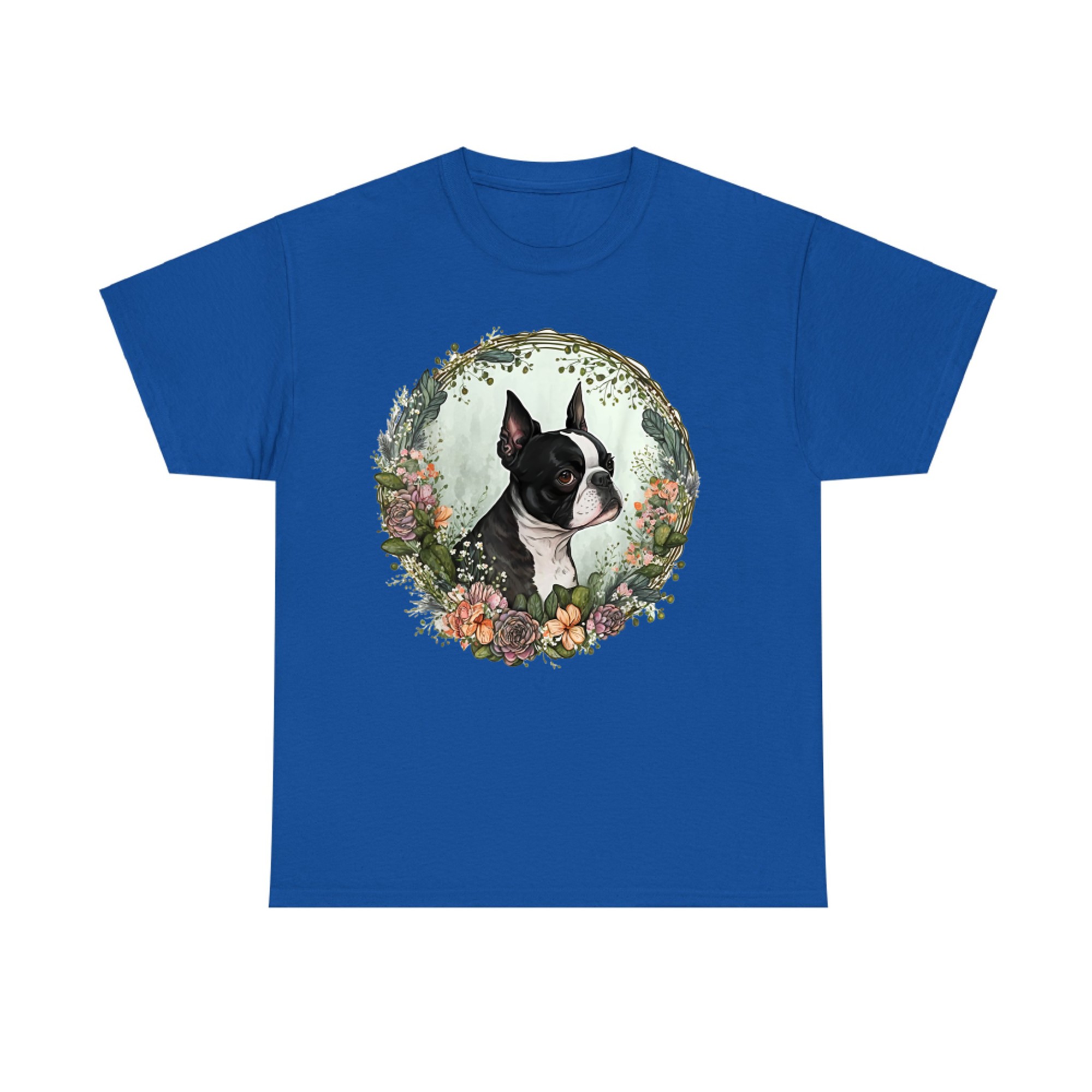 Cute Boston Terrier Dog on Boston Terrier Lover T-Shirt