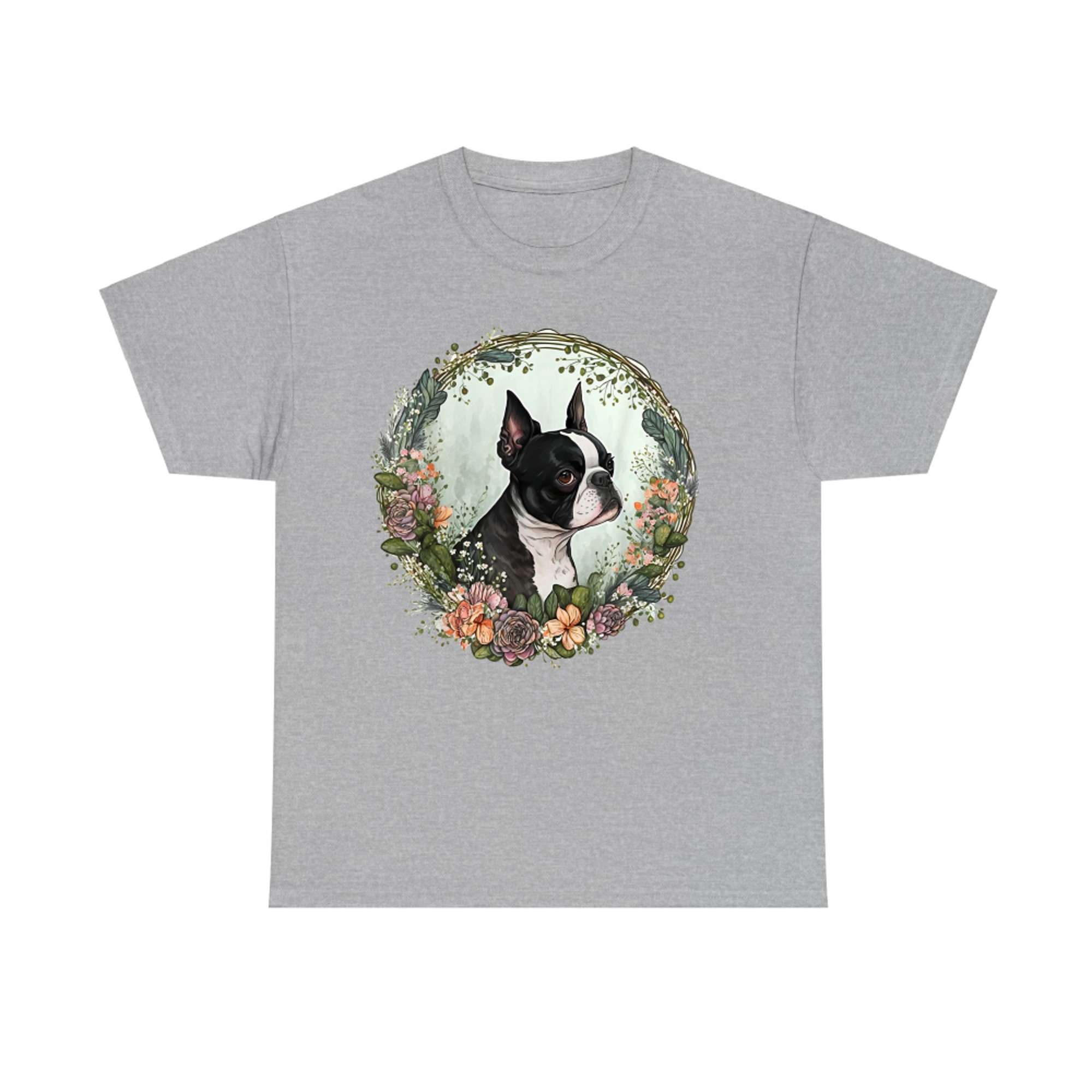 Cute Boston Terrier Dog on Boston Terrier Lover T-Shirt