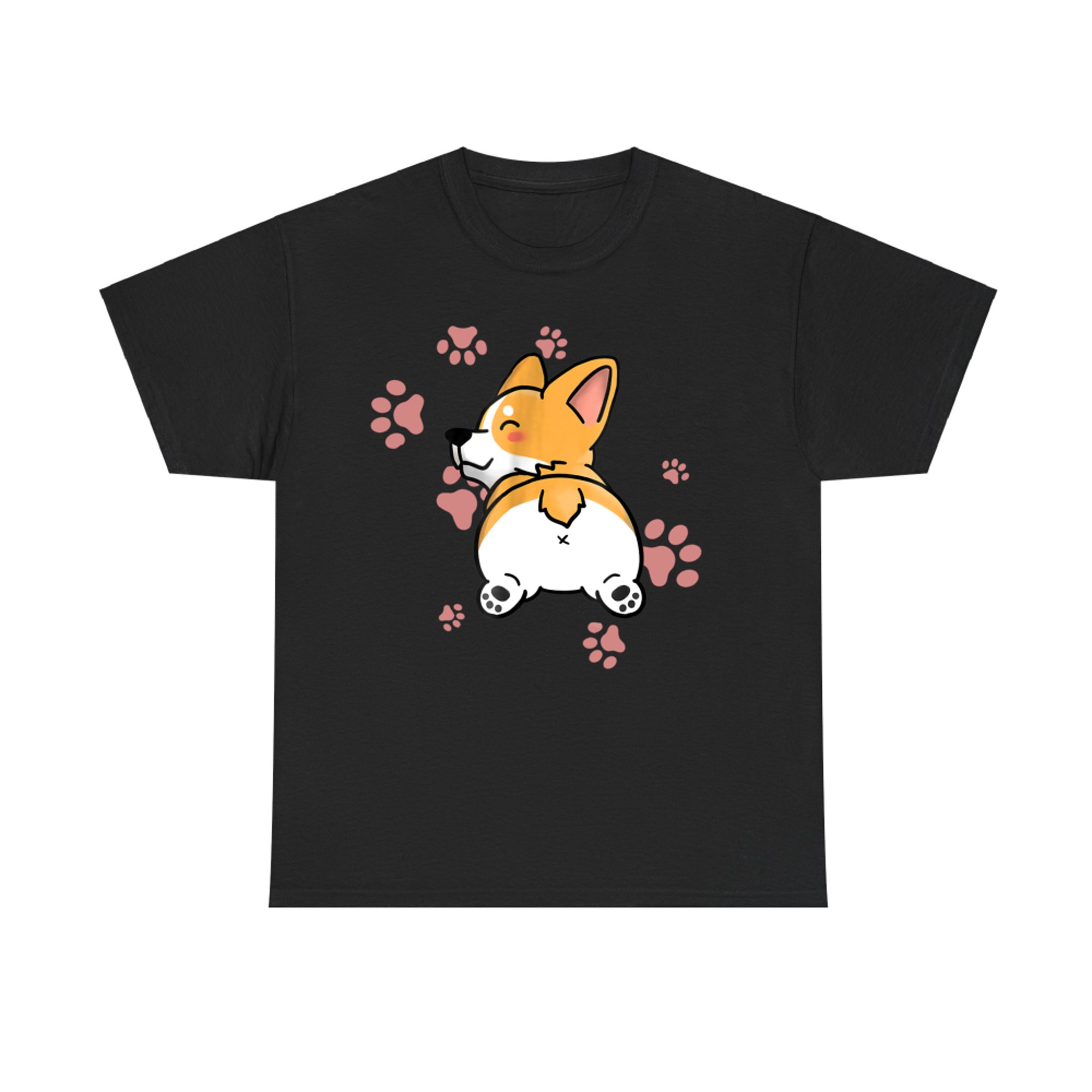 Cute Cartoon Corgi Butt with Paw Prints  Funny Dog Lover T-Shirt