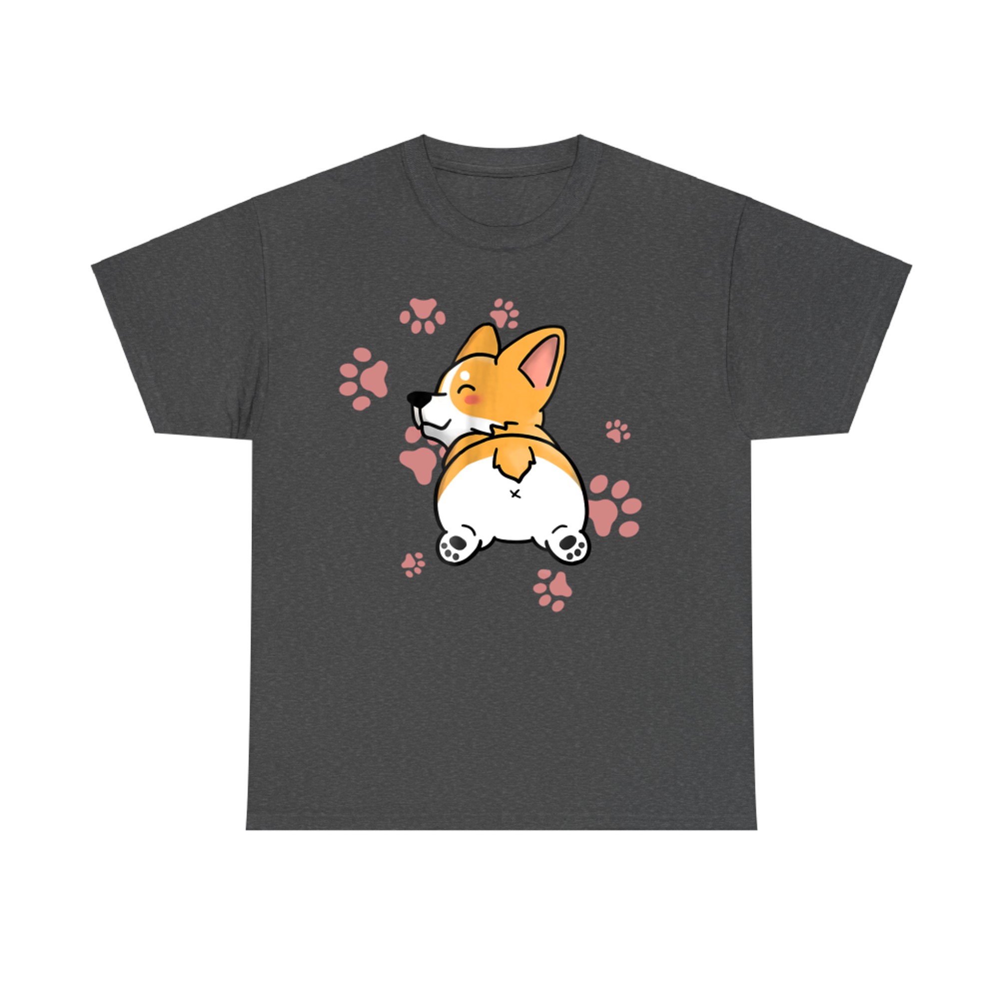 Cute Cartoon Corgi Butt with Paw Prints  Funny Dog Lover T-Shirt