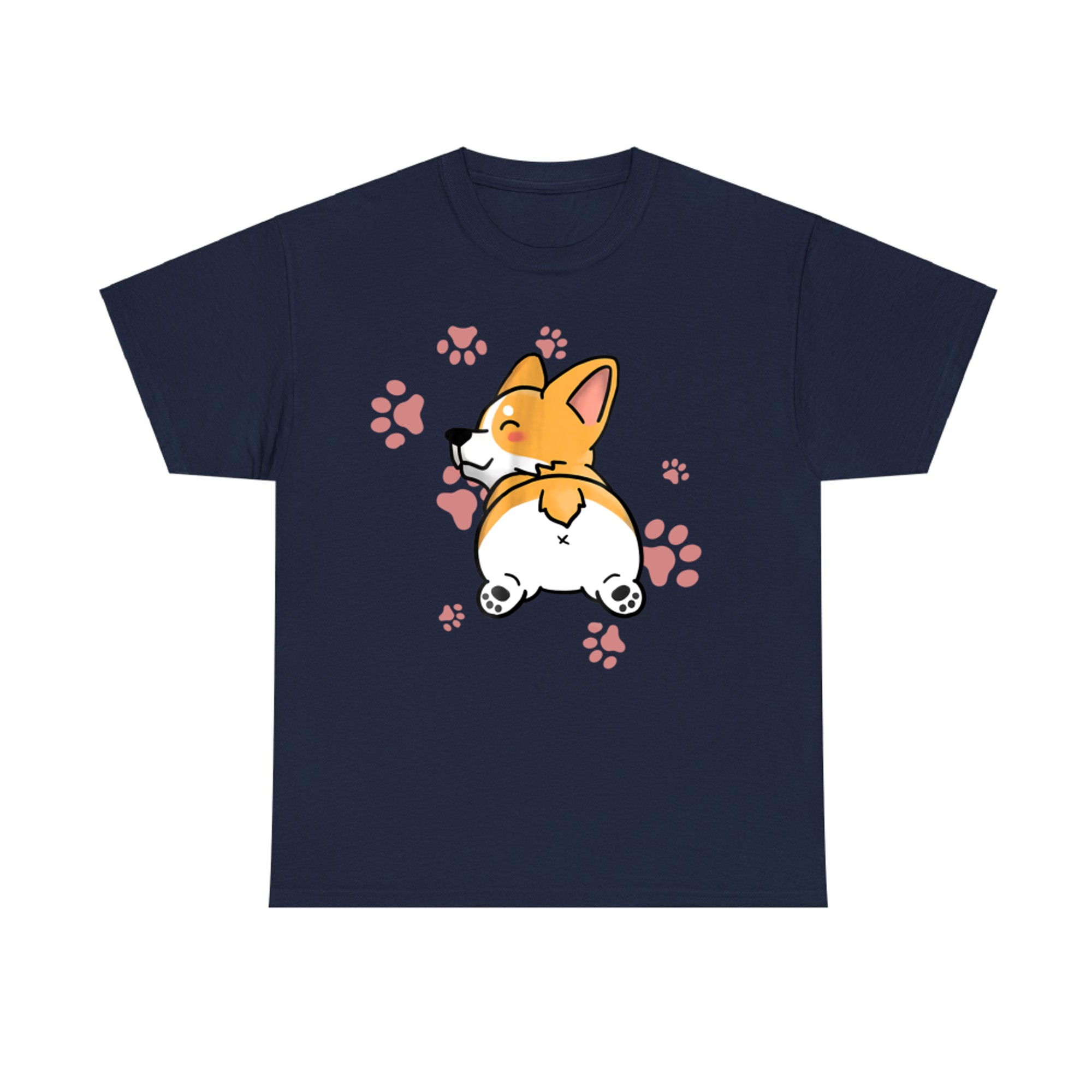 Cute Cartoon Corgi Butt with Paw Prints  Funny Dog Lover T-Shirt