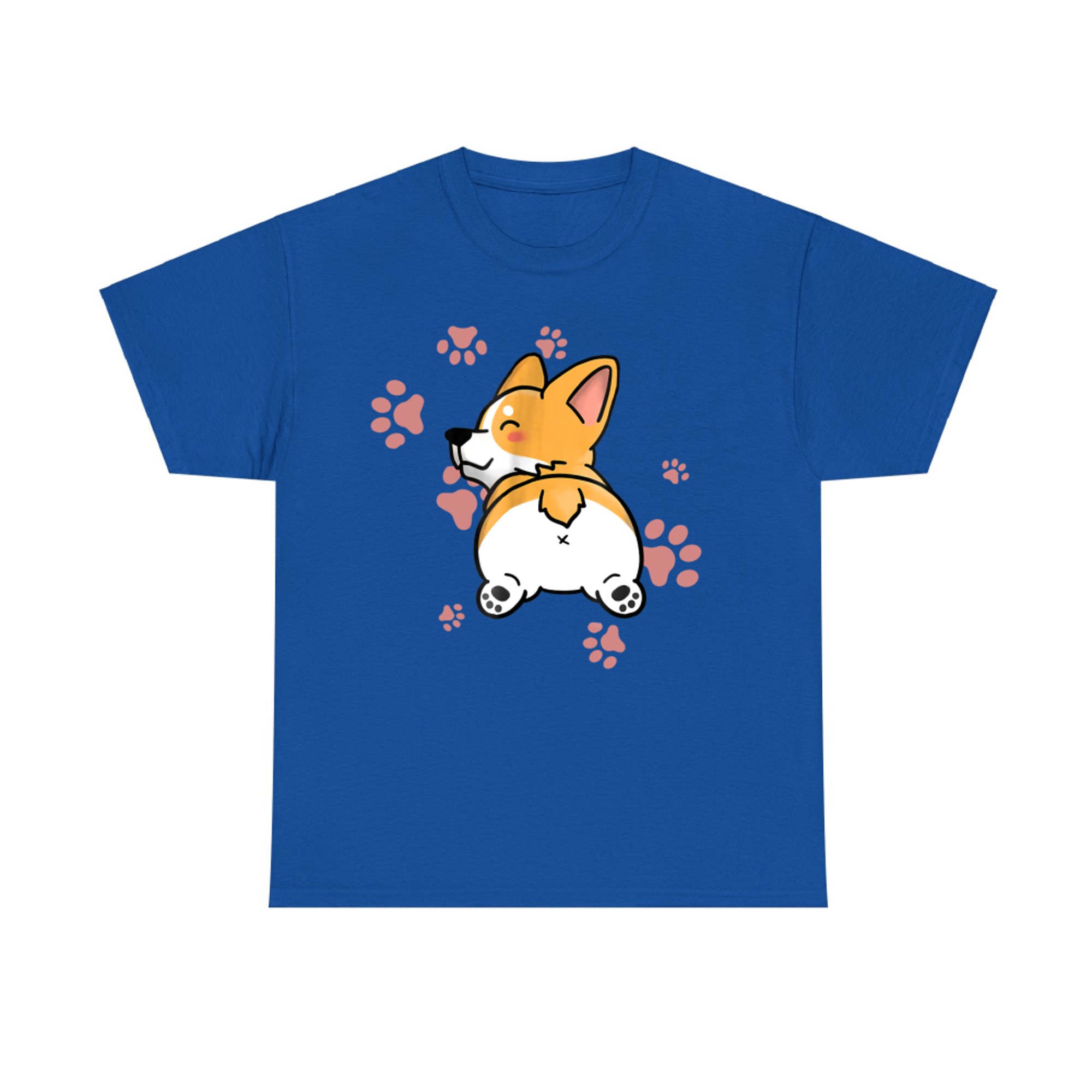Cute Cartoon Corgi Butt with Paw Prints  Funny Dog Lover T-Shirt
