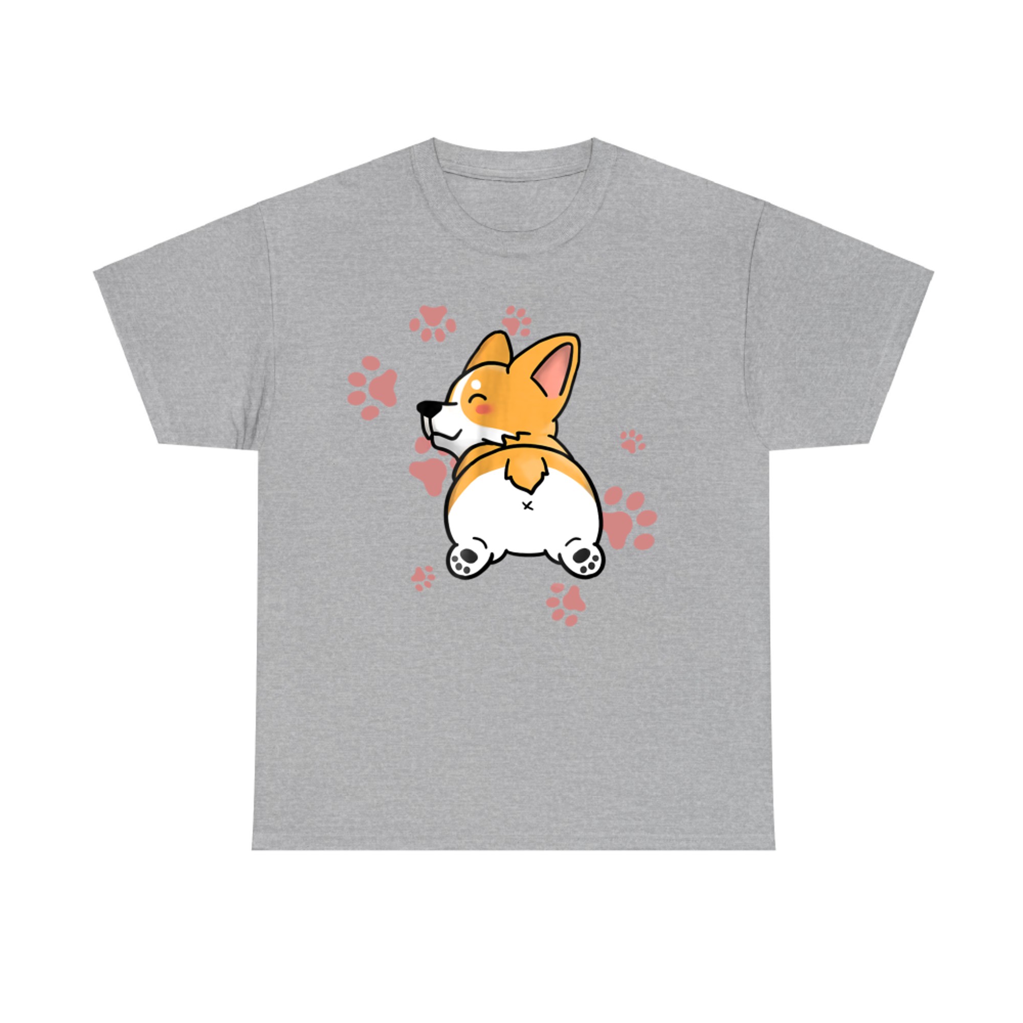 Cute Cartoon Corgi Butt with Paw Prints  Funny Dog Lover T-Shirt