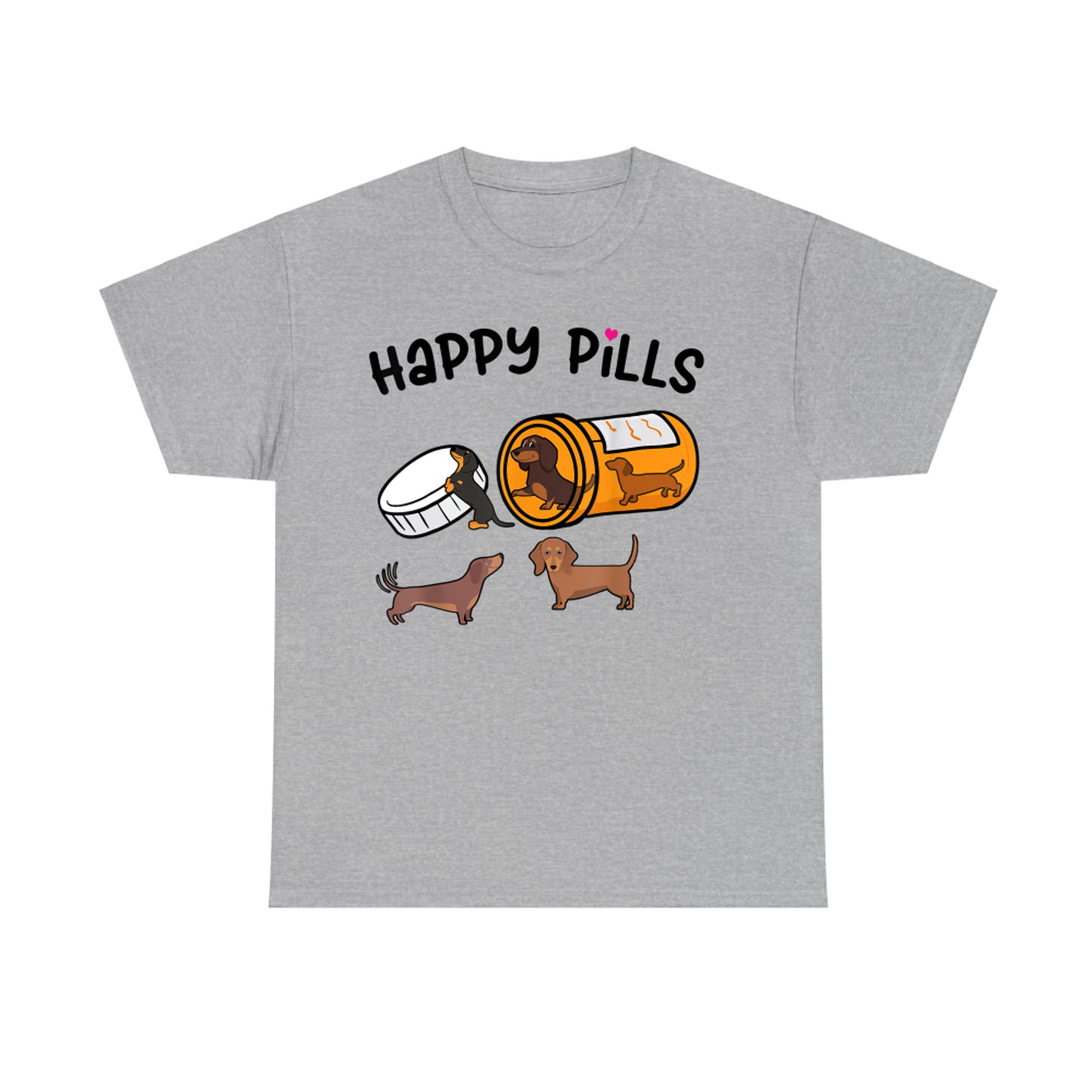 Cute Dachshund Happy Pills Funny Weiner Dog Mom Dad Lover T-Shirt