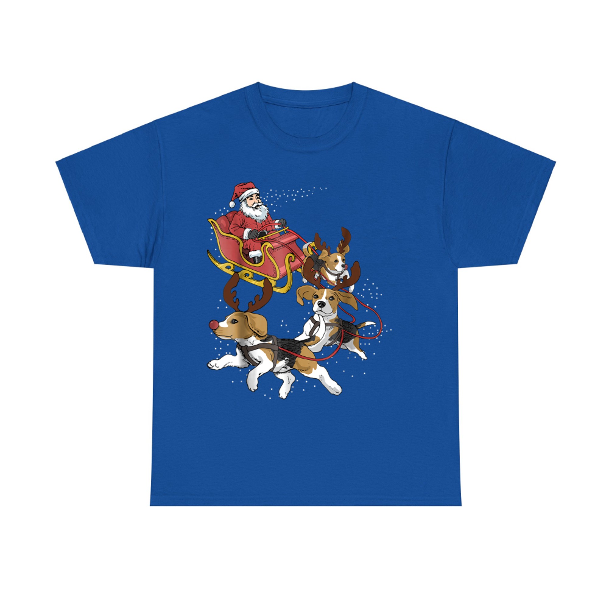 Beagle Dogs Pulling Santa Sleigh Funny Christmas Holiday Dog Lover T-Shirt