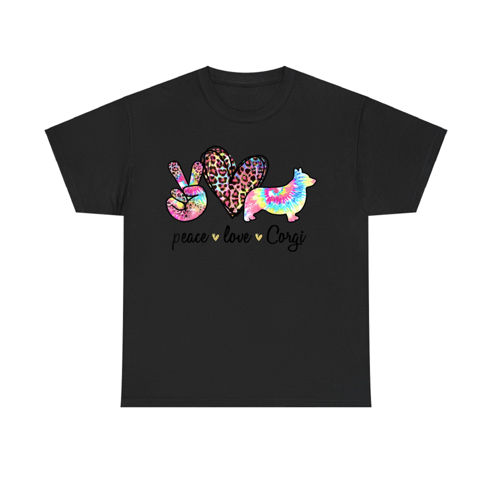 Cute Peace Love Corgi Tie-dye Women Dog Lover Mothers Day T-Shirt