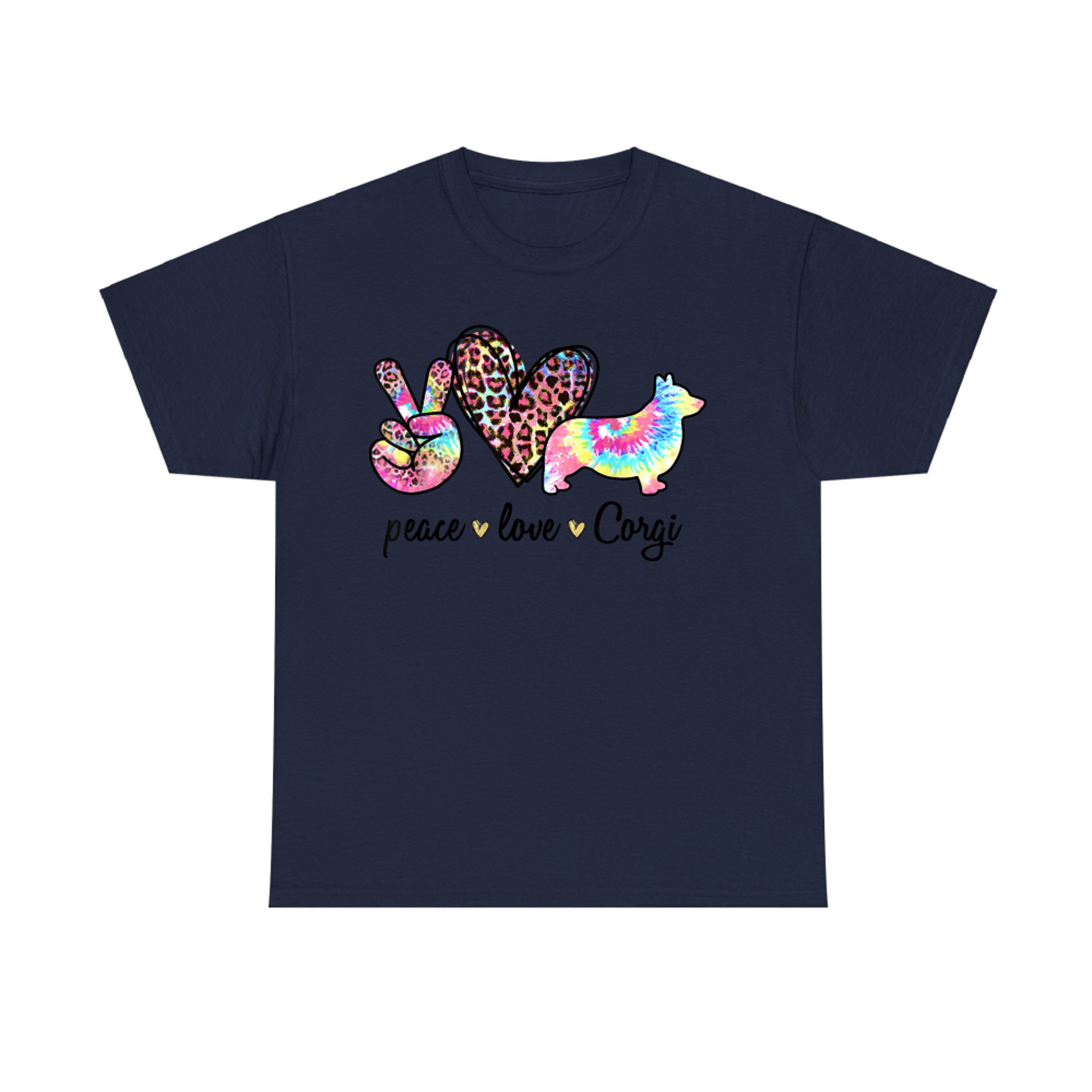 Cute Peace Love Corgi Tie-dye Women Dog Lover Mothers Day T-Shirt