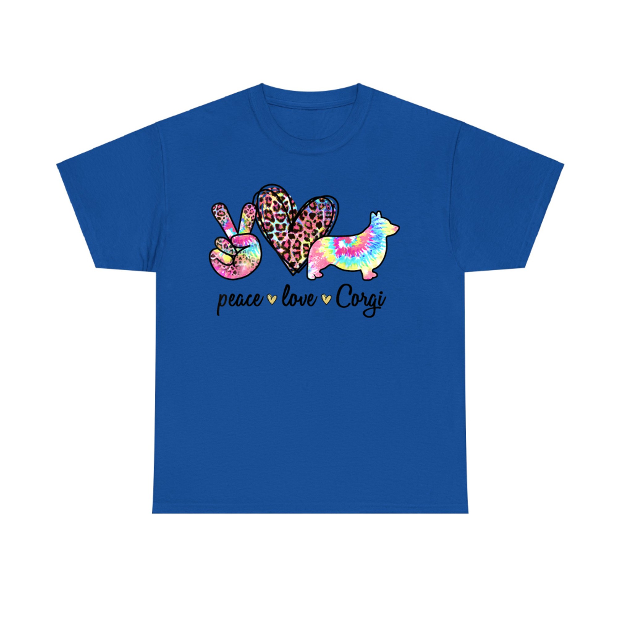 Cute Peace Love Corgi Tie-dye Women Dog Lover Mothers Day T-Shirt