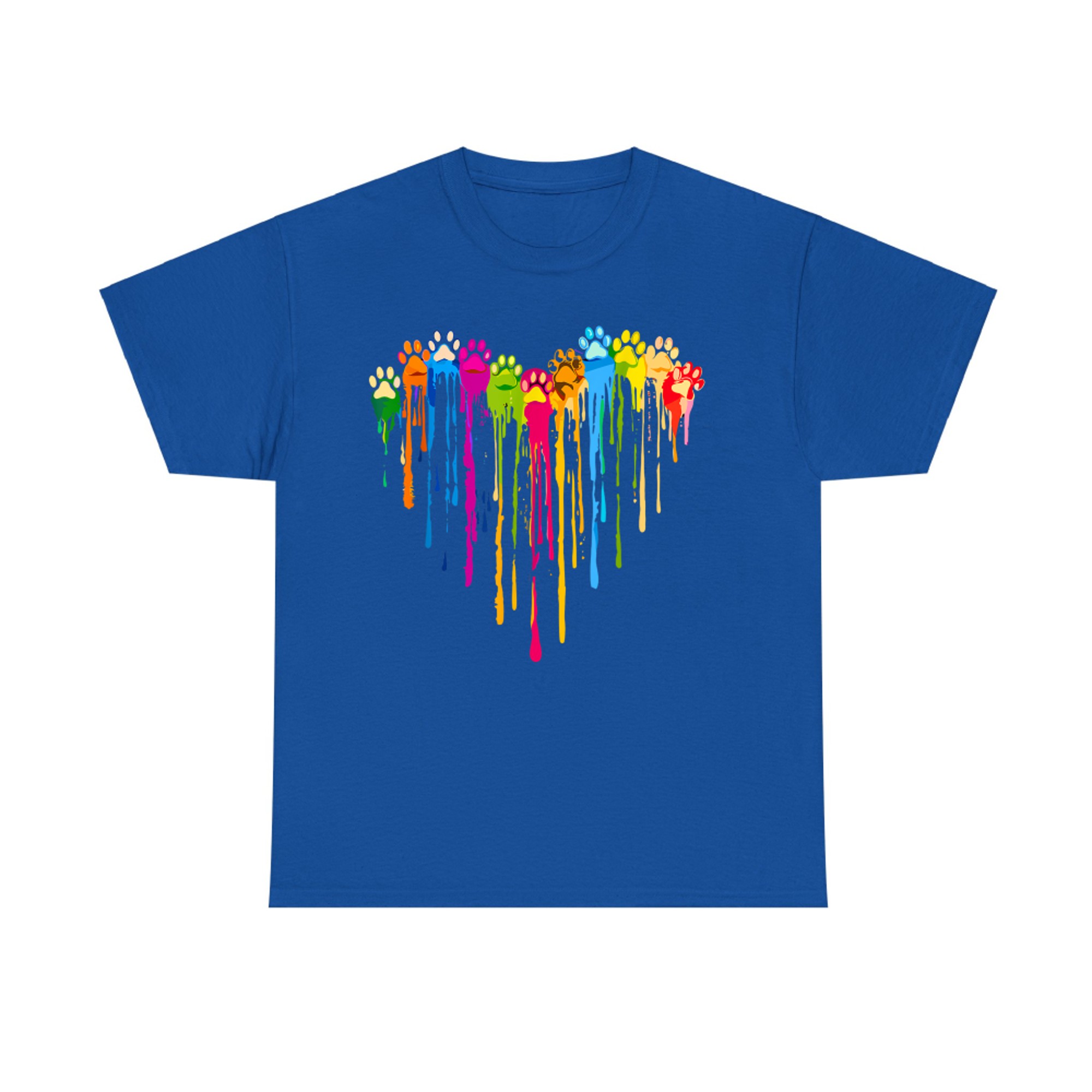 Funny Colorful Dog Paw Heart Cute Cat Design T-Shirt