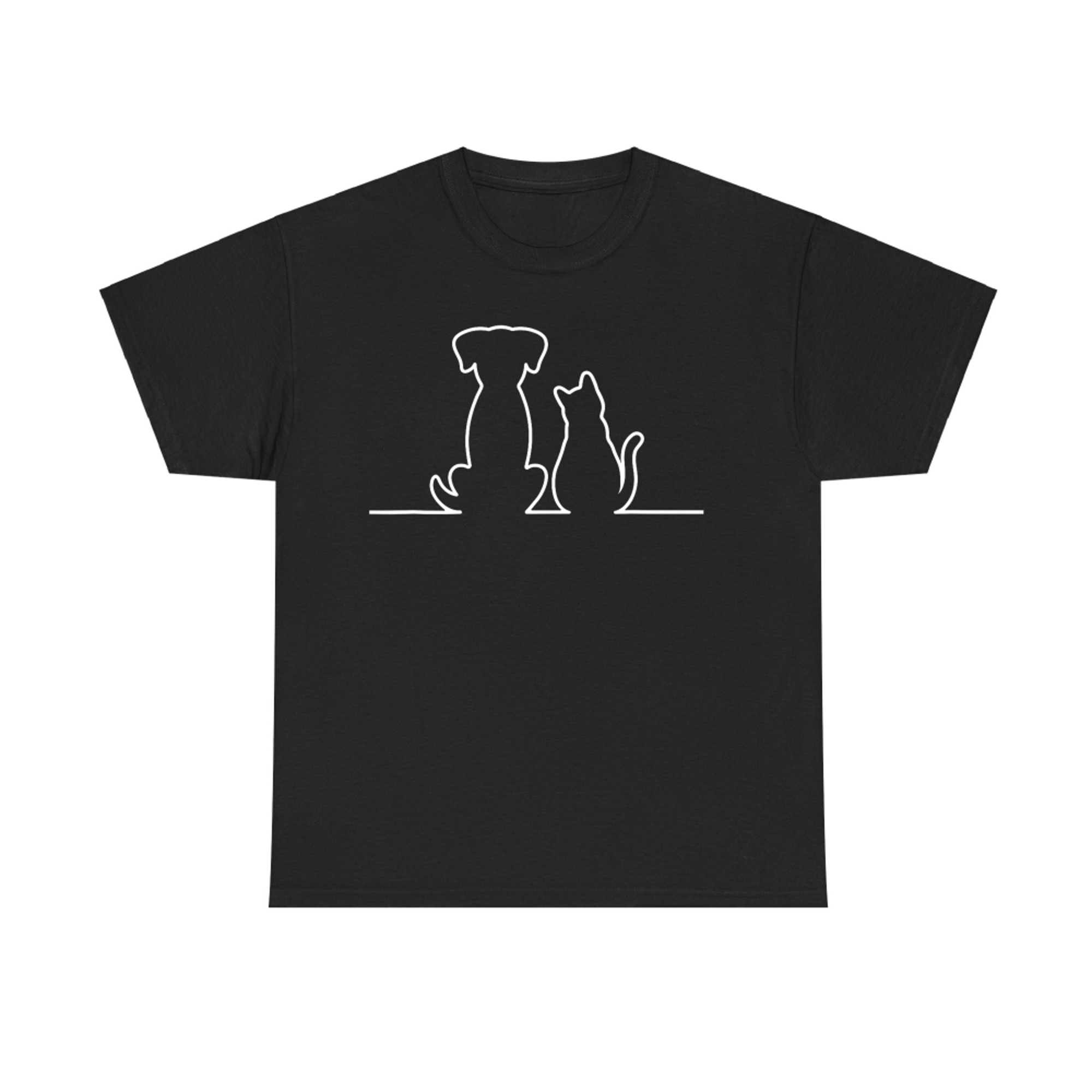 Funny Cute Dog and Cat Sitting Together Cute Pet Lovers T-Shirt