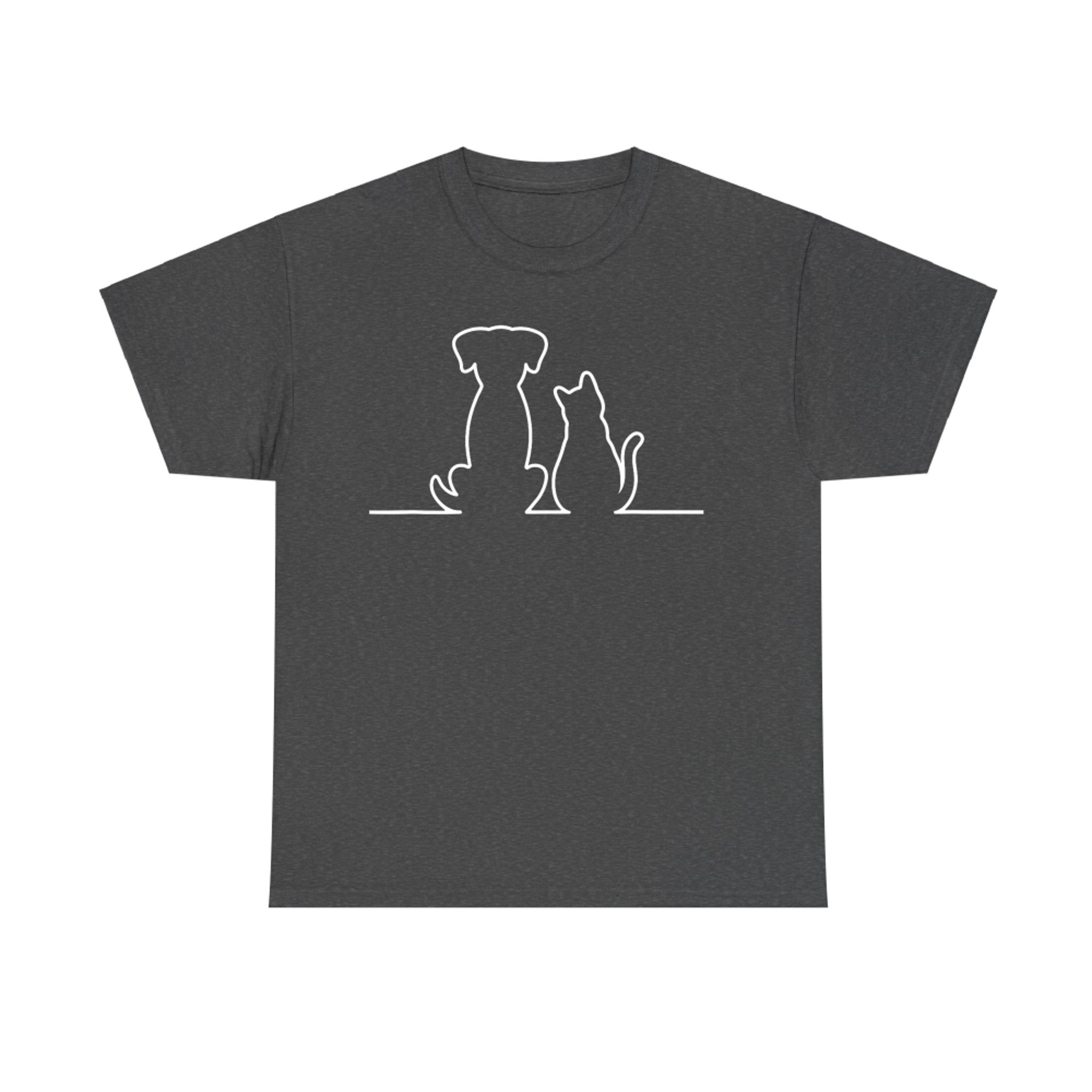 Funny Cute Dog and Cat Sitting Together Cute Pet Lovers T-Shirt