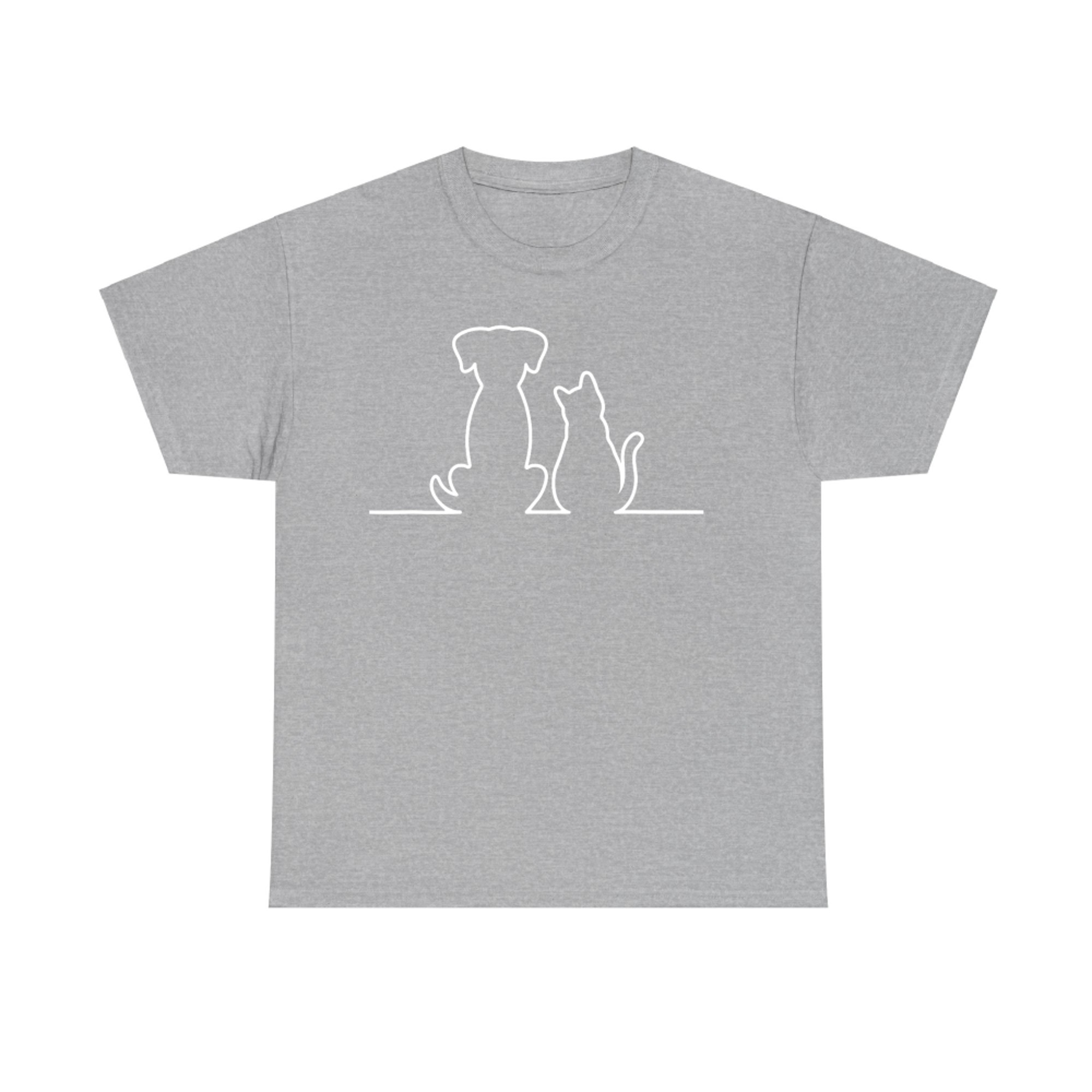 Funny Cute Dog and Cat Sitting Together Cute Pet Lovers T-Shirt