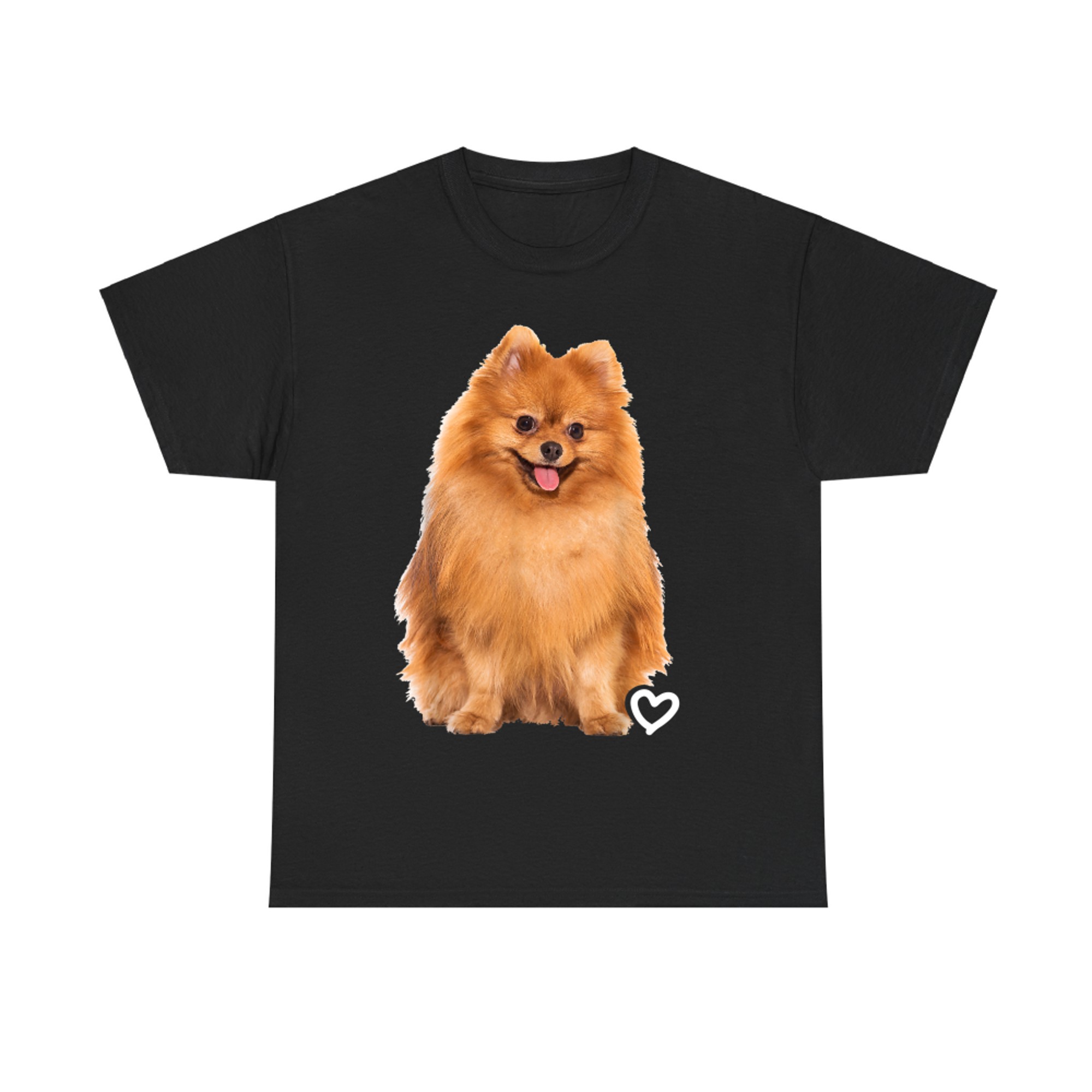 Happy Pomeranian Dog White Heart Cute Fluffy Pet Dog Lovers T-Shirt