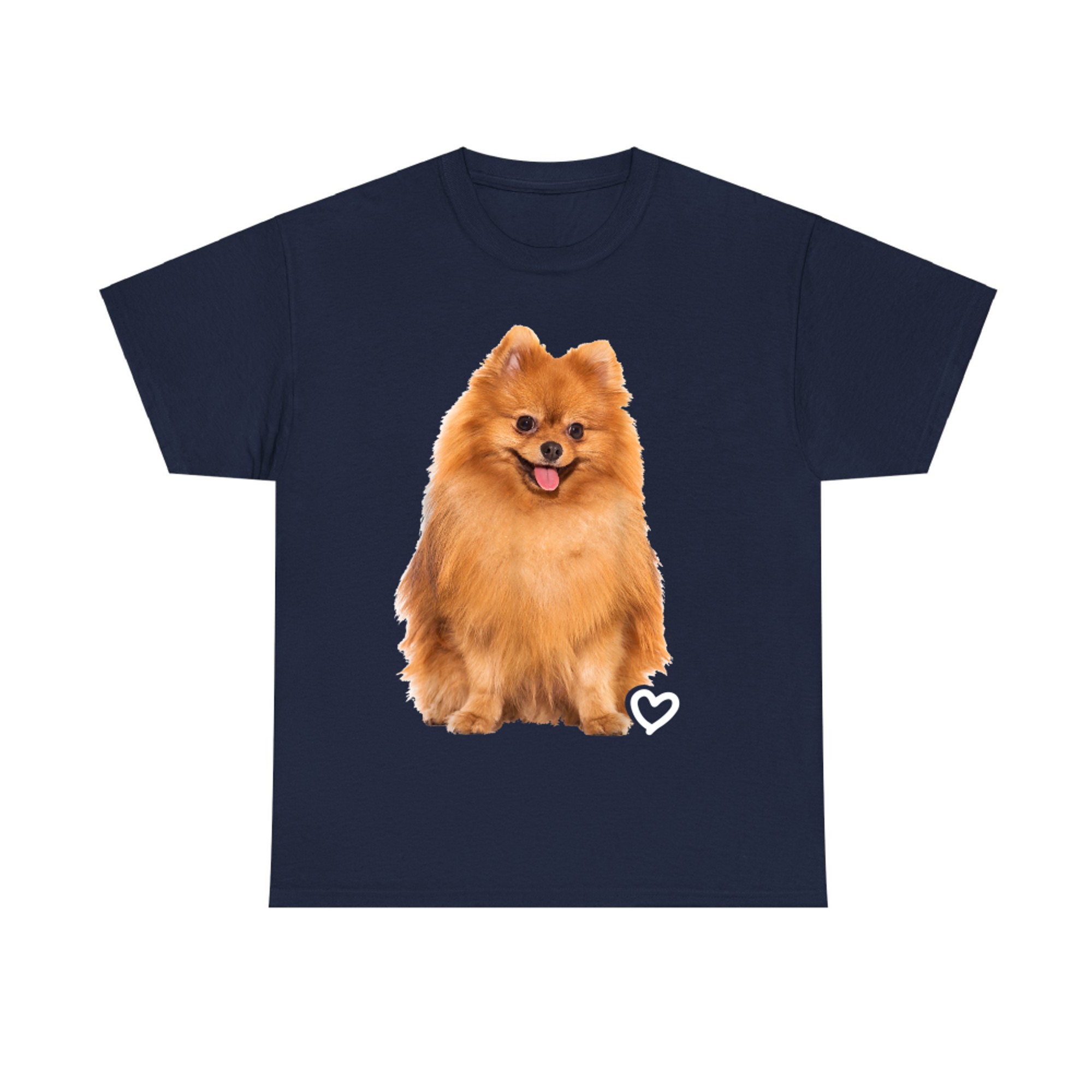 Happy Pomeranian Dog White Heart Cute Fluffy Pet Dog Lovers T-Shirt