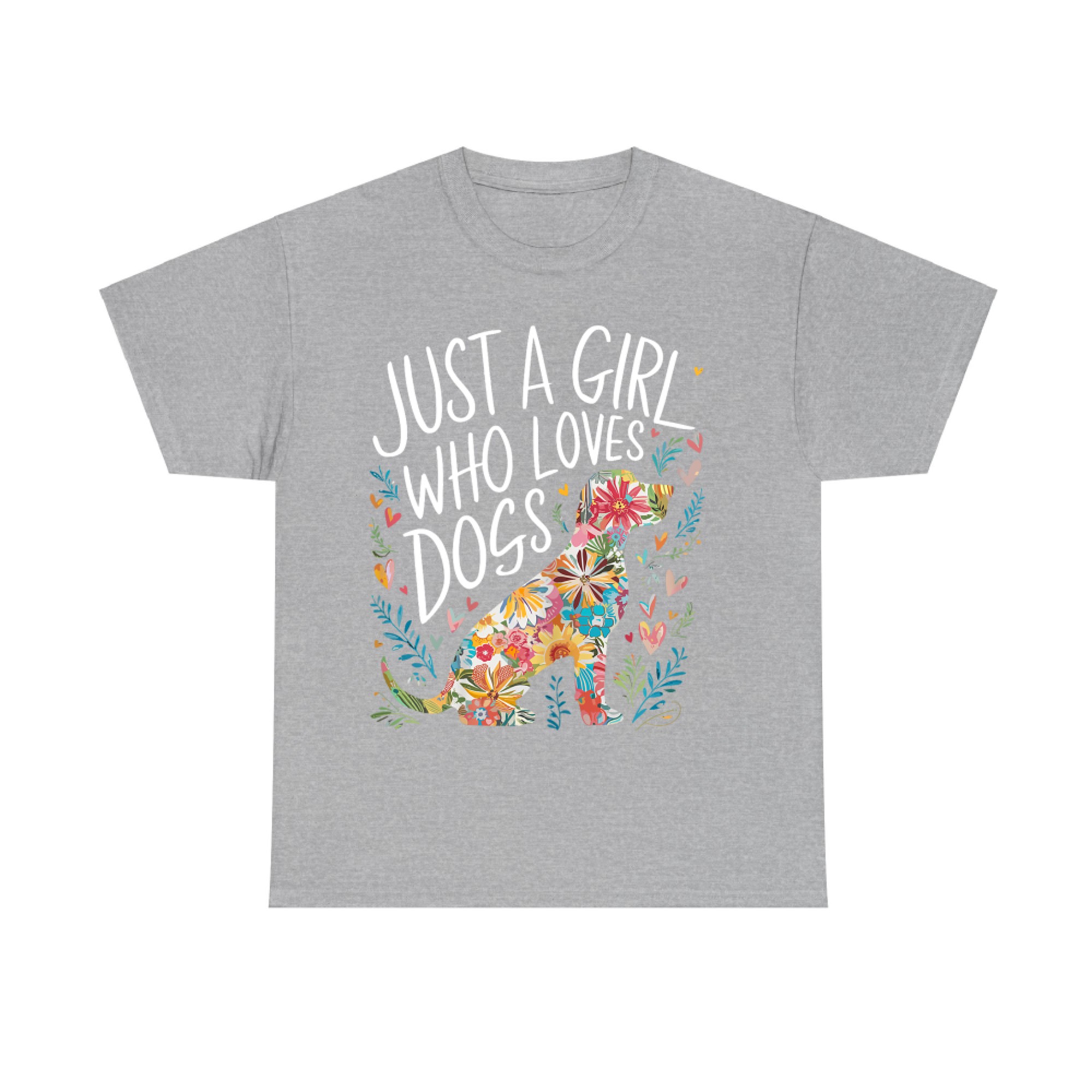 Just A Girl Who Loves Dogs Colorful Flower Dog Cute Dog Lover T-Shirt
