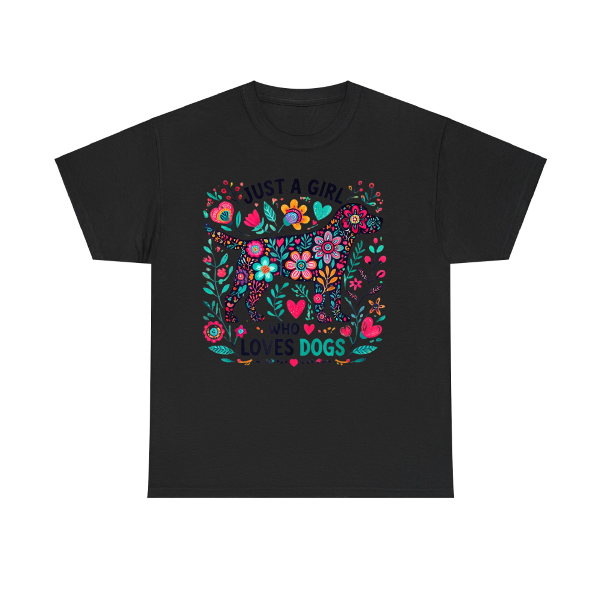 Just A Girl Who Loves Dogs Cute Dog Flowers T-Shirt