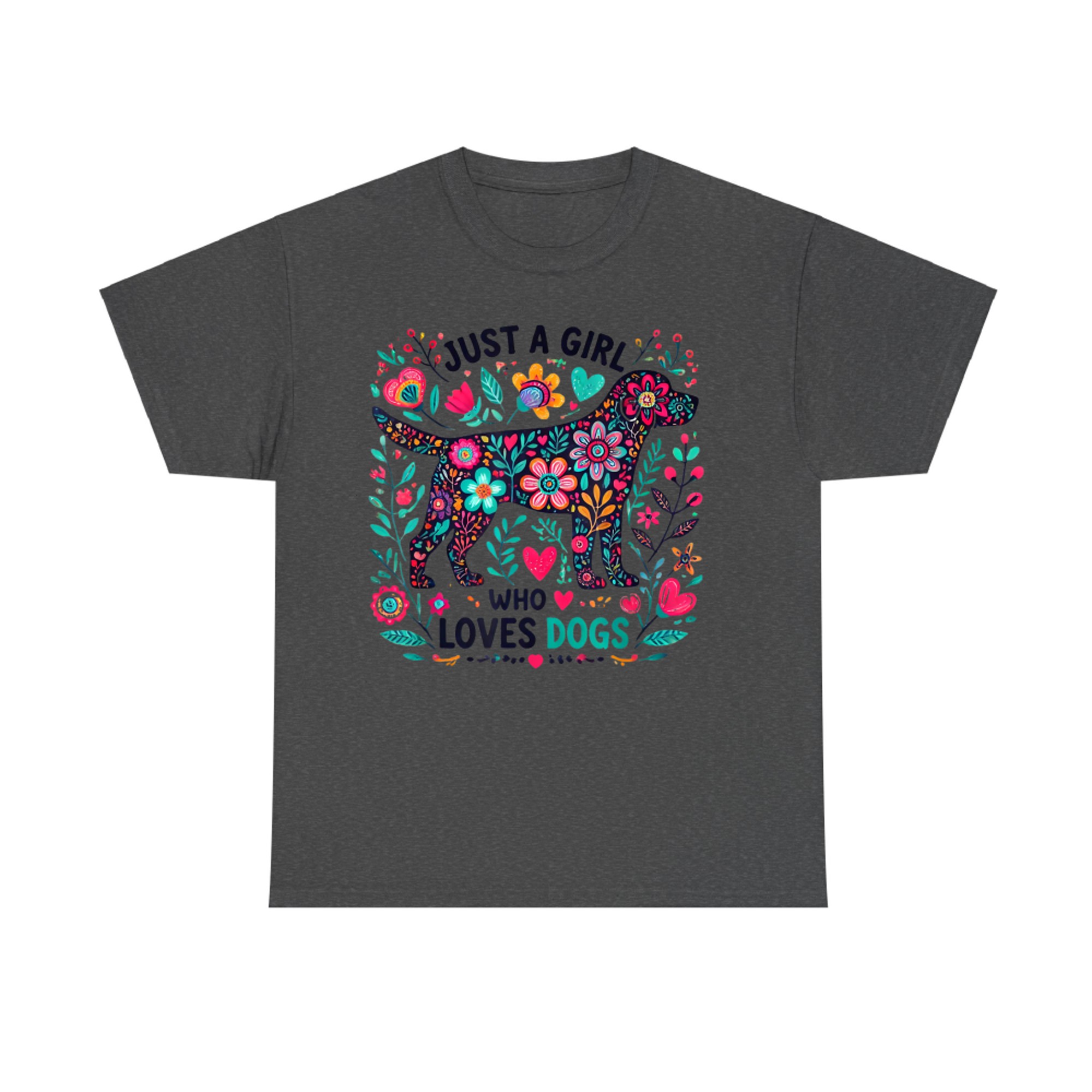 Just A Girl Who Loves Dogs Cute Dog Flowers T-Shirt