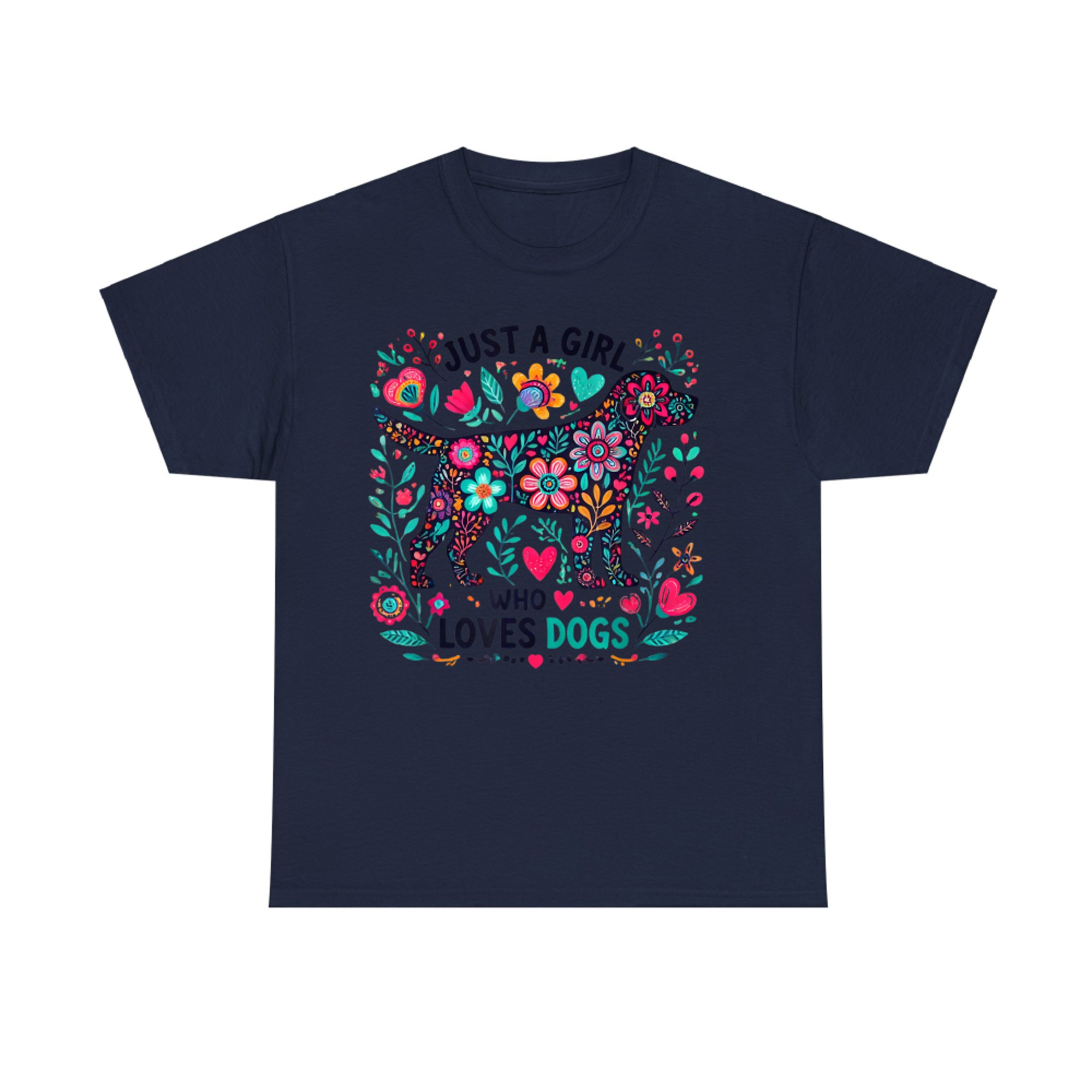 Just A Girl Who Loves Dogs Cute Dog Flowers T-Shirt