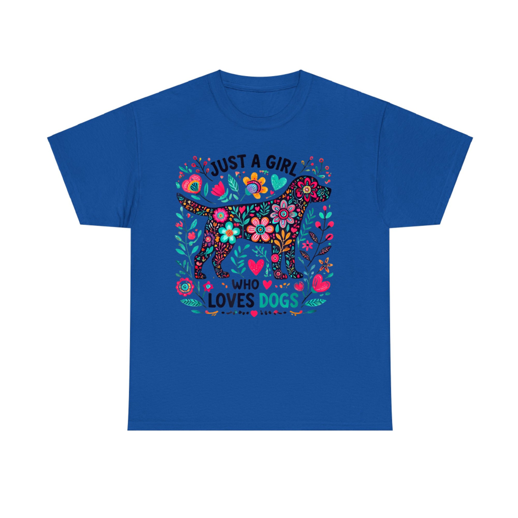 Just A Girl Who Loves Dogs Cute Dog Flowers T-Shirt
