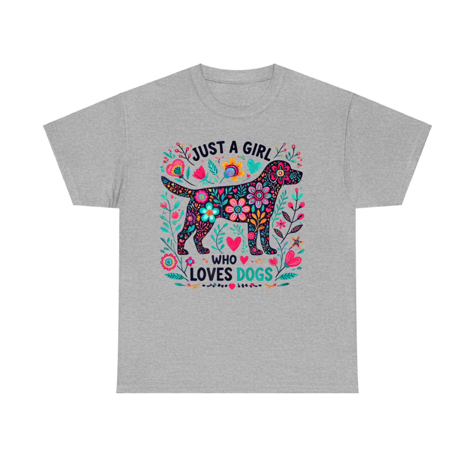 Just A Girl Who Loves Dogs Cute Dog Flowers T-Shirt