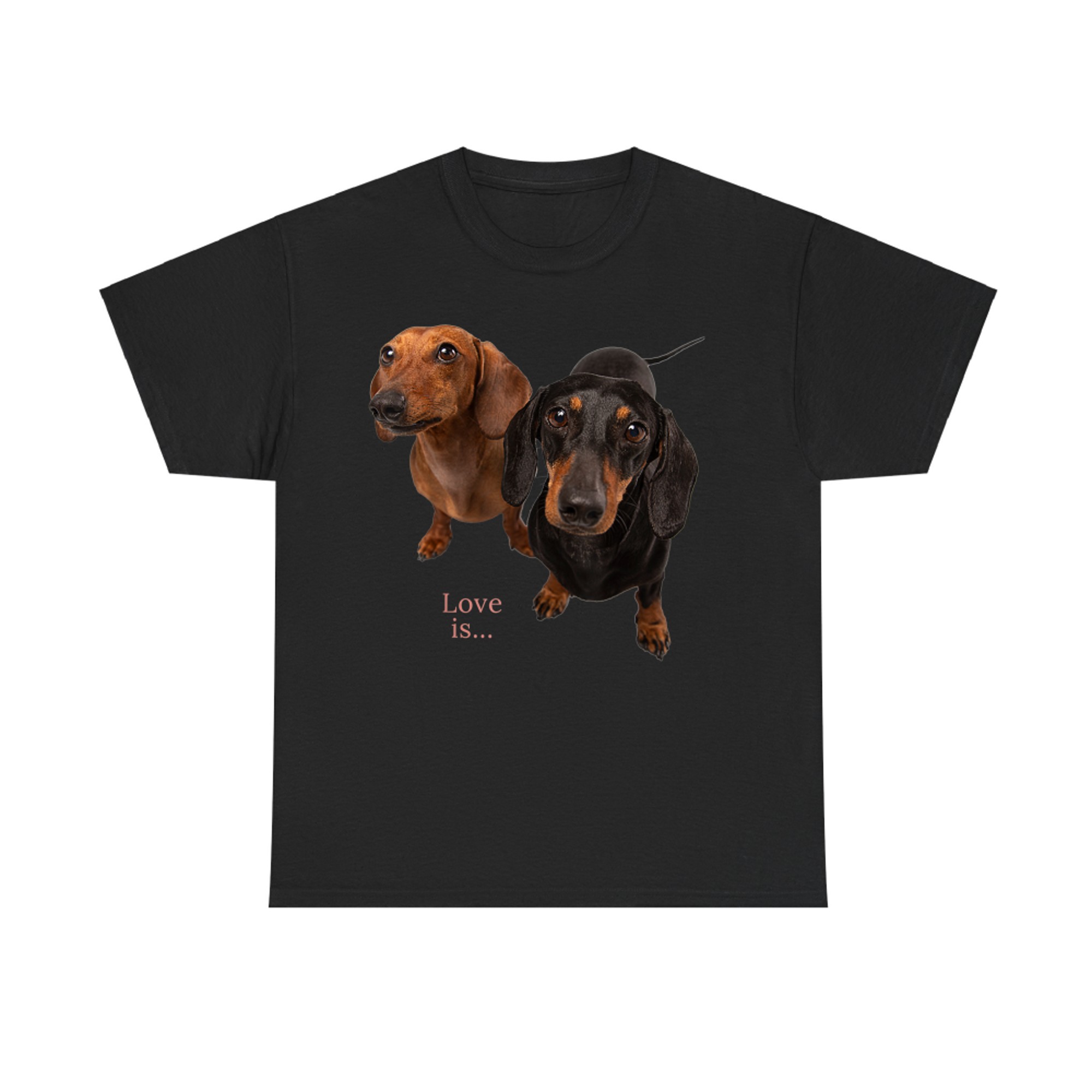 Love Is Two Dachshunds Cute Wiener Dog Lovers Pet Design T-Shirt