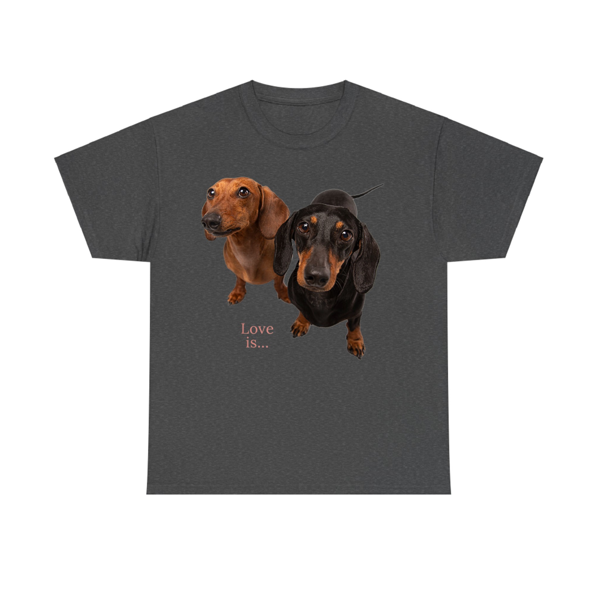 Love Is Two Dachshunds Cute Wiener Dog Lovers Pet Design T-Shirt