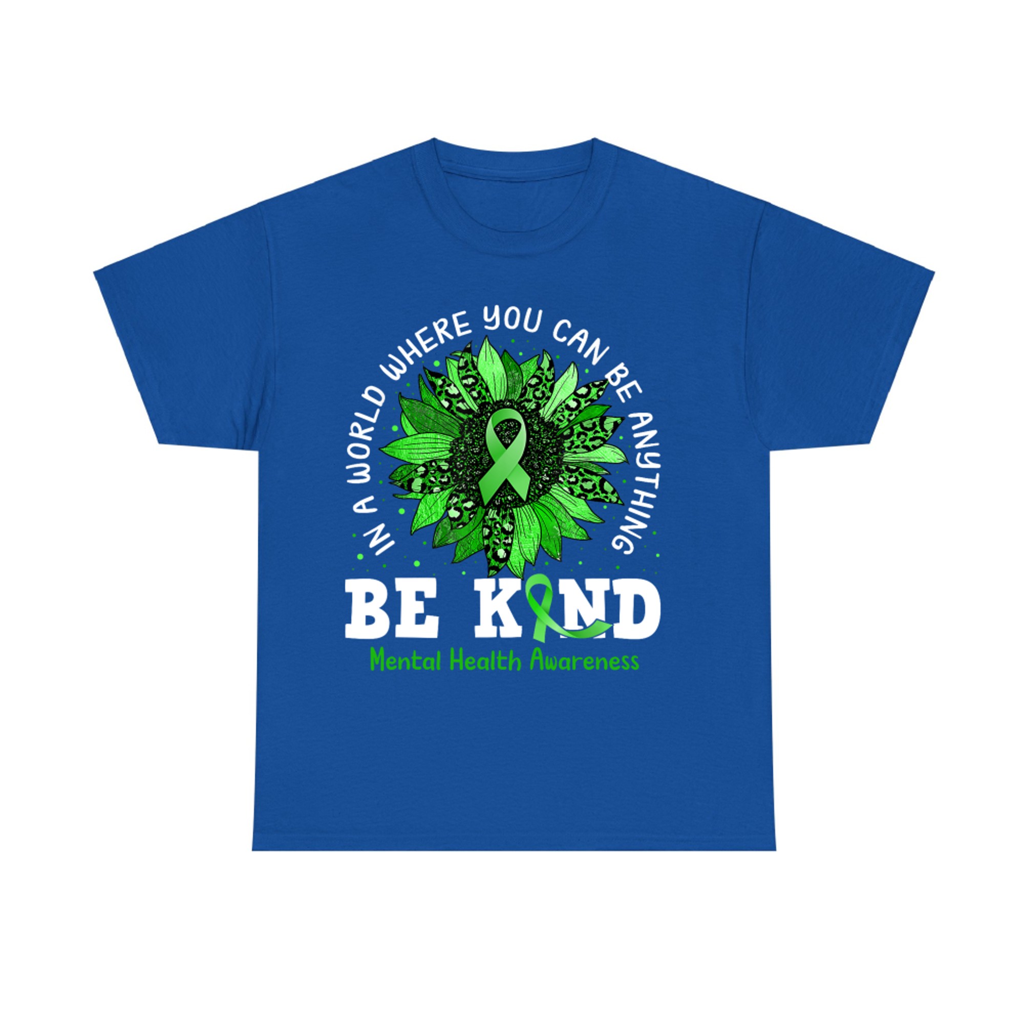 Be Kind Green Ribbon Sunflower Mental Health Awareness T-Shirt