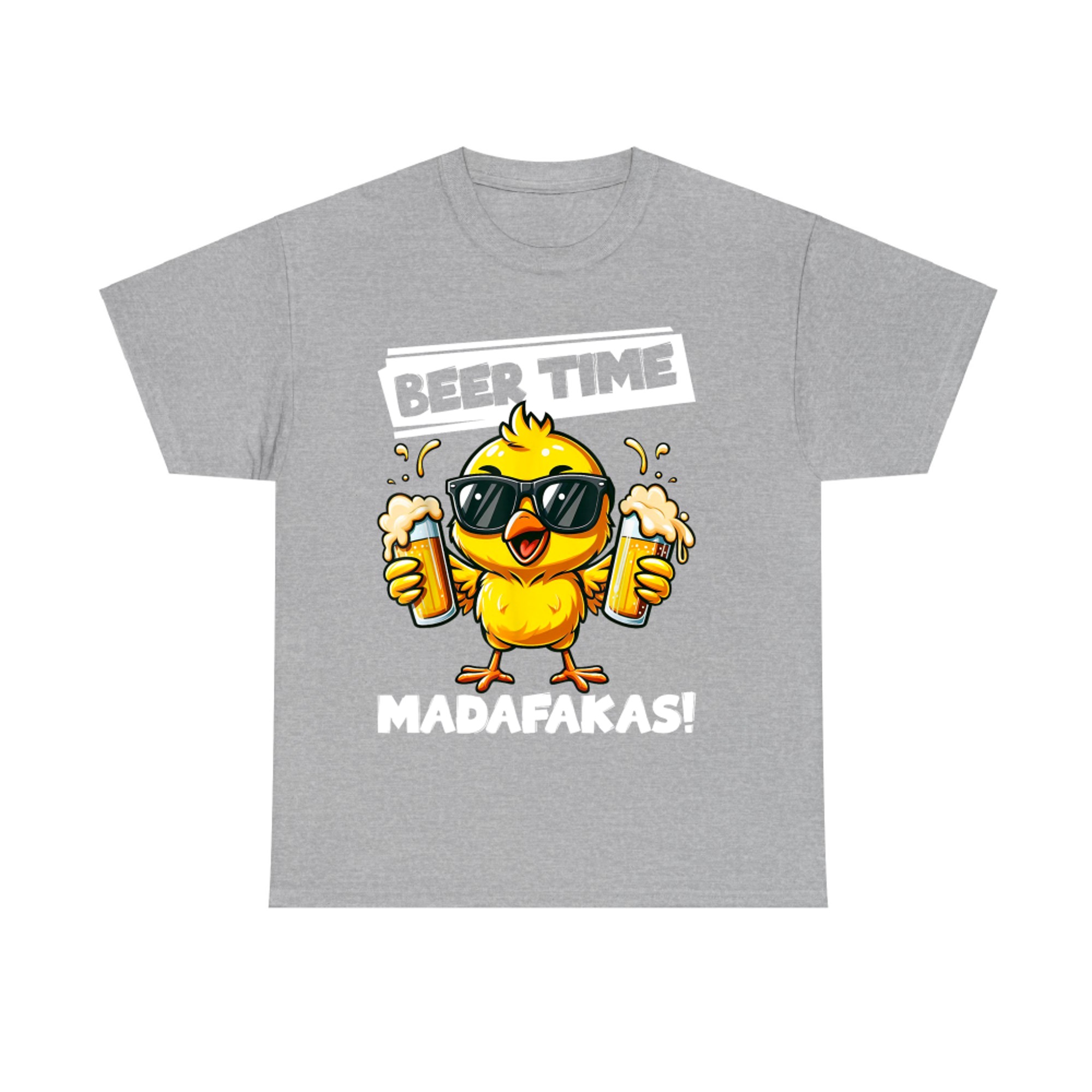 Beer Time Madafakas Funny Chicken Drinking Meme T-Shirt