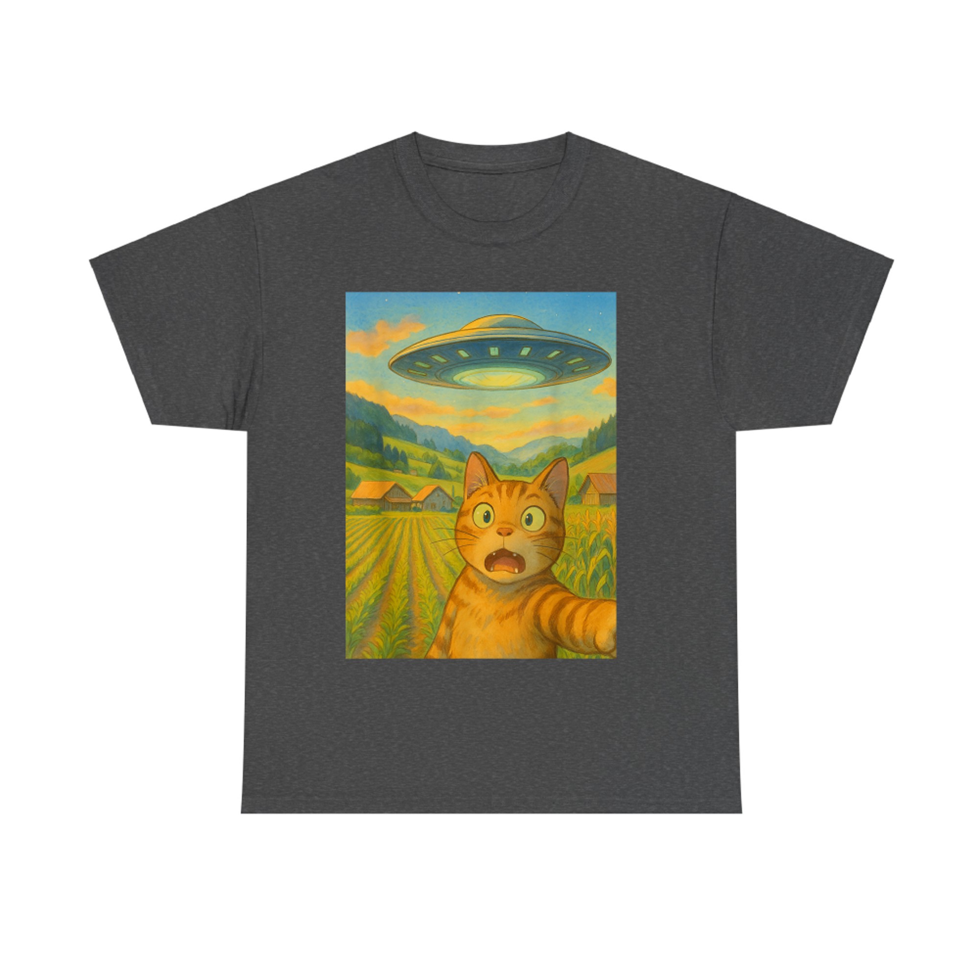 Cat UFO Selfie Shirt Anime Funny Cat With Alien T-Shirt