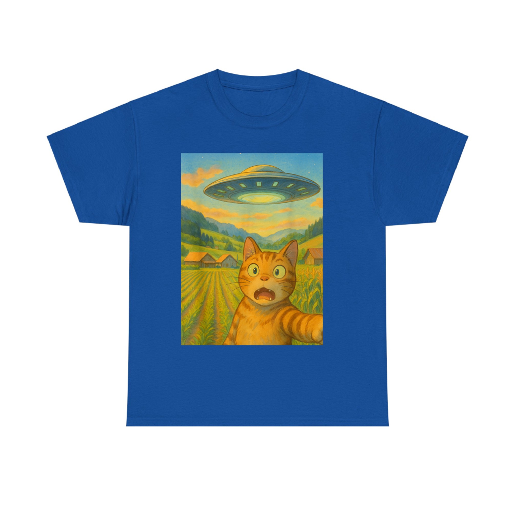 Cat UFO Selfie Shirt Anime Funny Cat With Alien T-Shirt