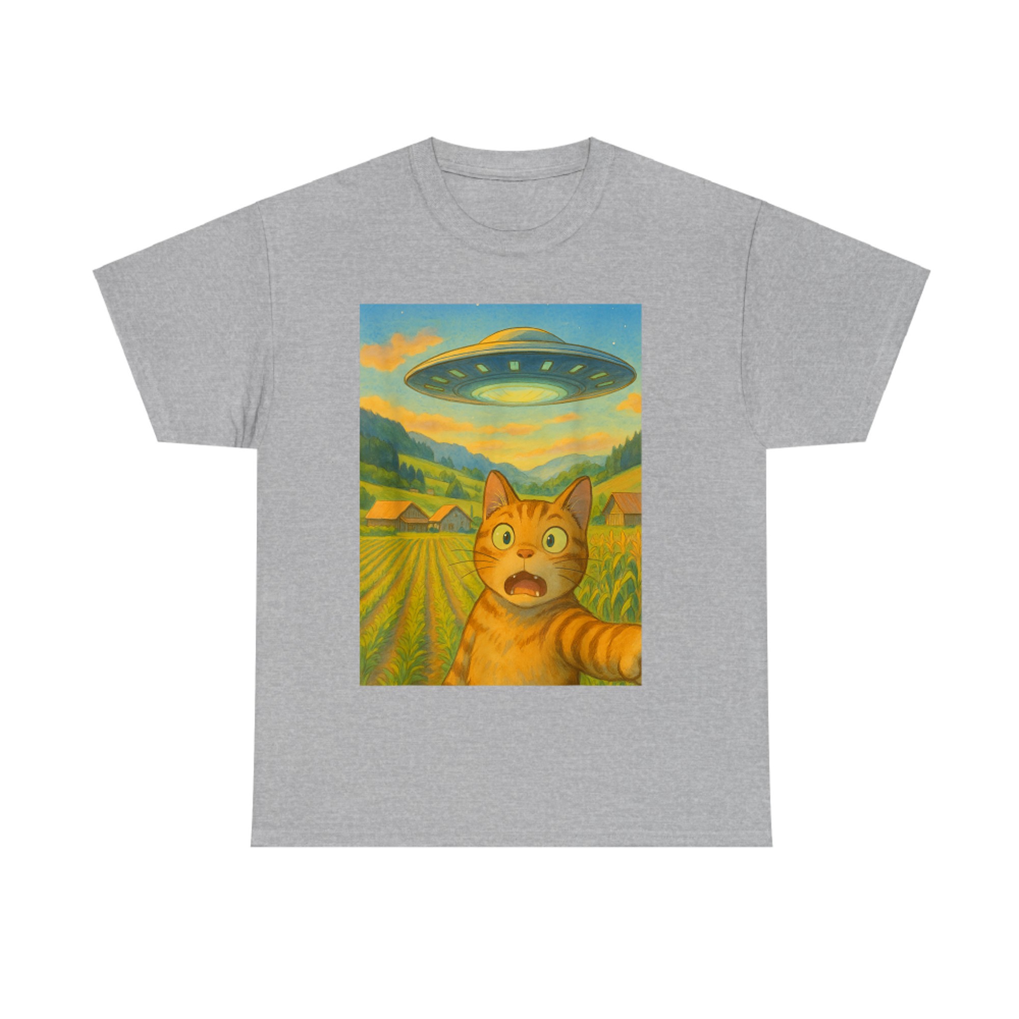 Cat UFO Selfie Shirt Anime Funny Cat With Alien T-Shirt