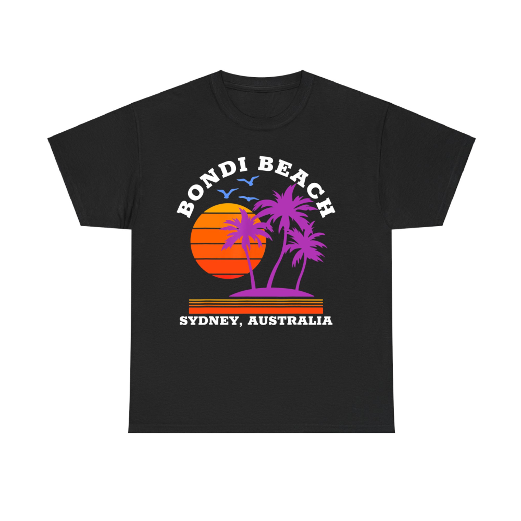 Retro Bondi Beach Sunset Design Palm Tree Ocean Vibe T-Shirt