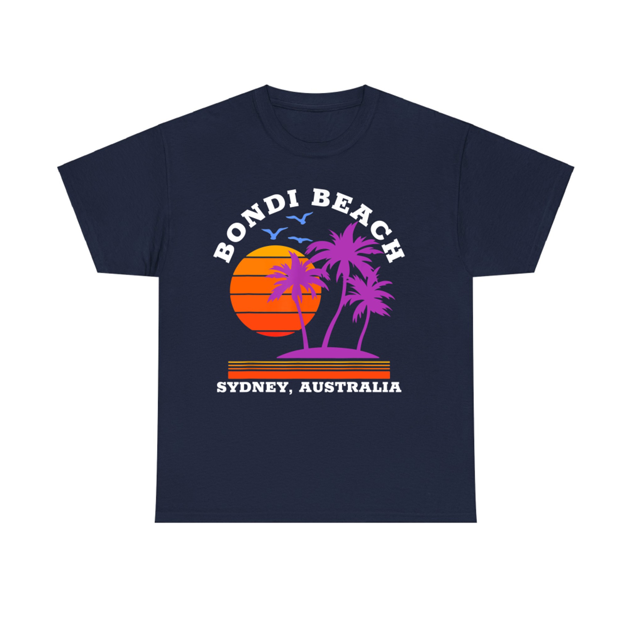 Retro Bondi Beach Sunset Design Palm Tree Ocean Vibe T-Shirt