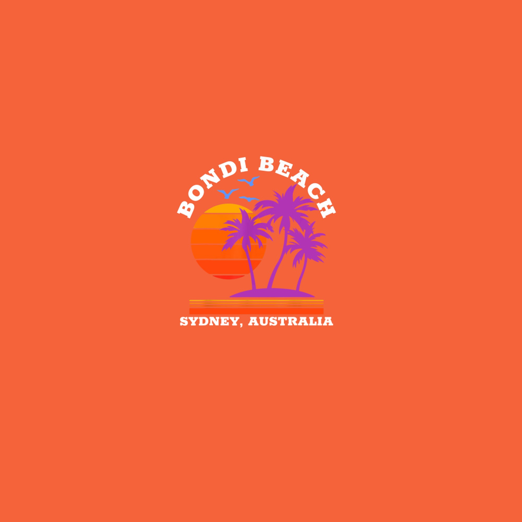 Retro Bondi Beach Sunset Design Palm Tree Ocean Vibe T-Shirt