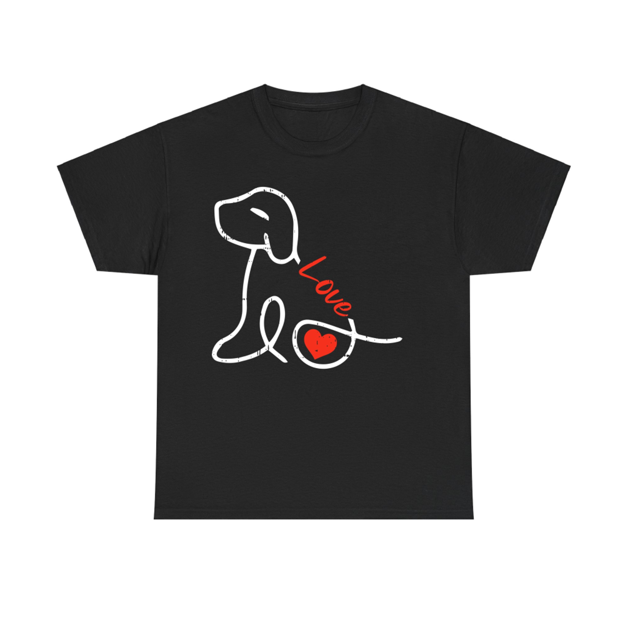 Love Dog Line Art Valentines Day Cute Doggie Puppy Lover T-Shirt