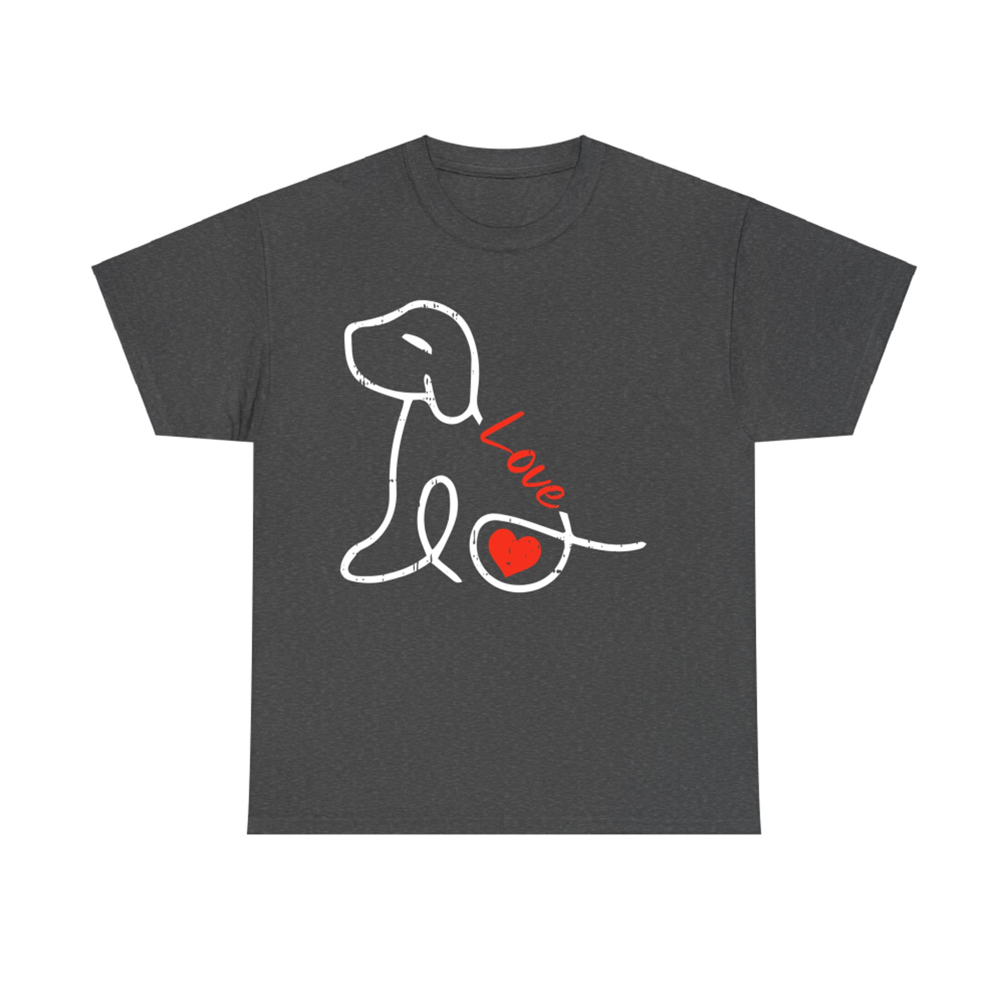 Love Dog Line Art Valentines Day Cute Doggie Puppy Lover T-Shirt