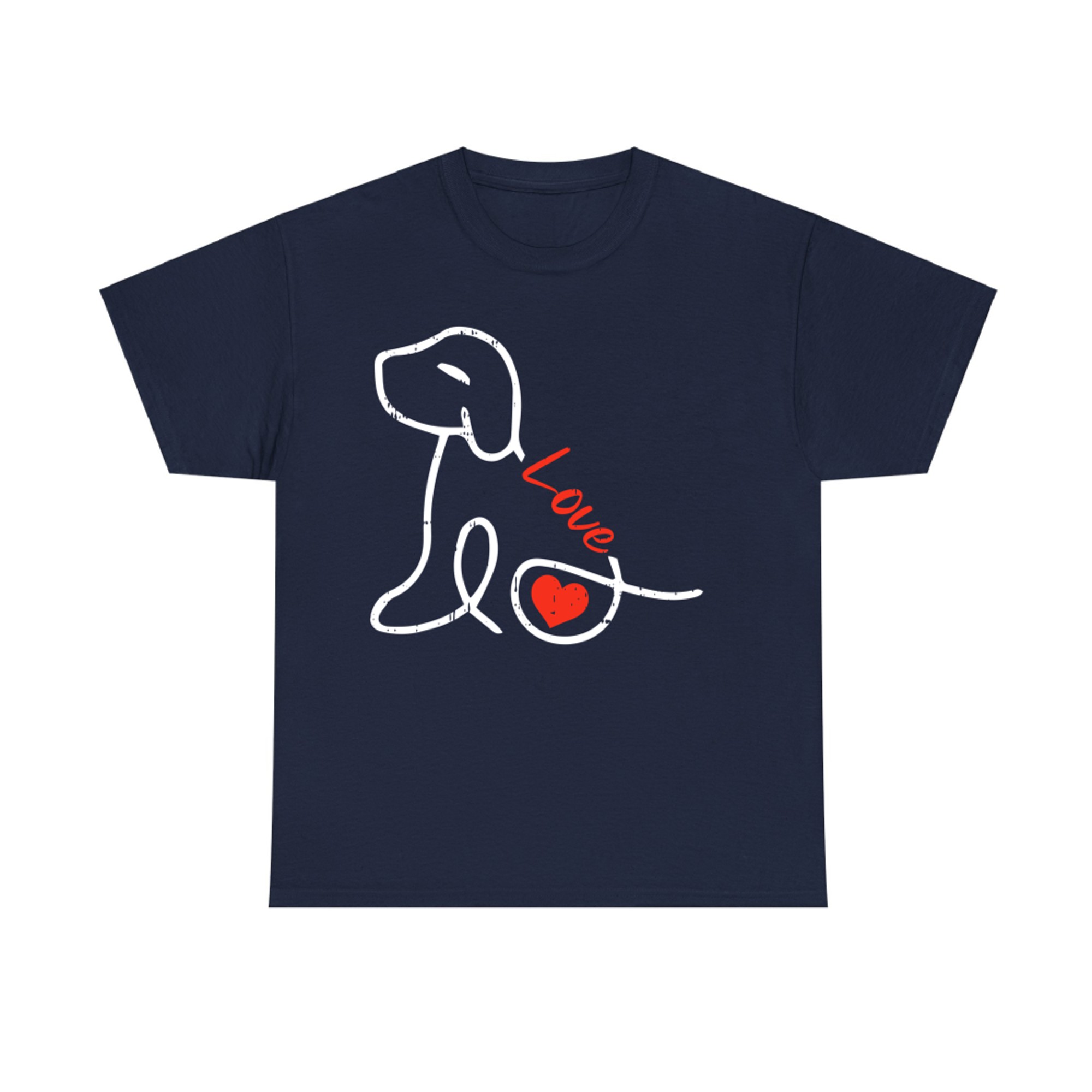 Love Dog Line Art Valentines Day Cute Doggie Puppy Lover T-Shirt