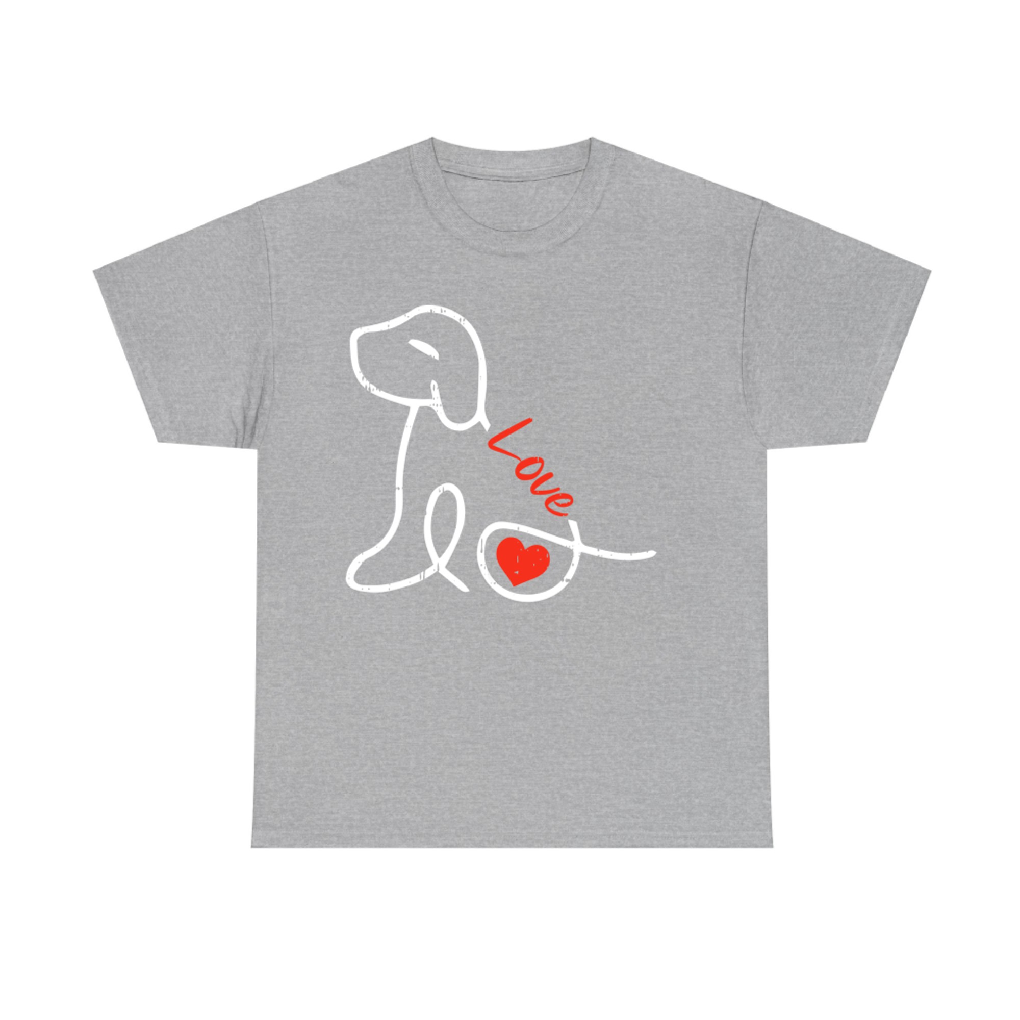 Love Dog Line Art Valentines Day Cute Doggie Puppy Lover T-Shirt