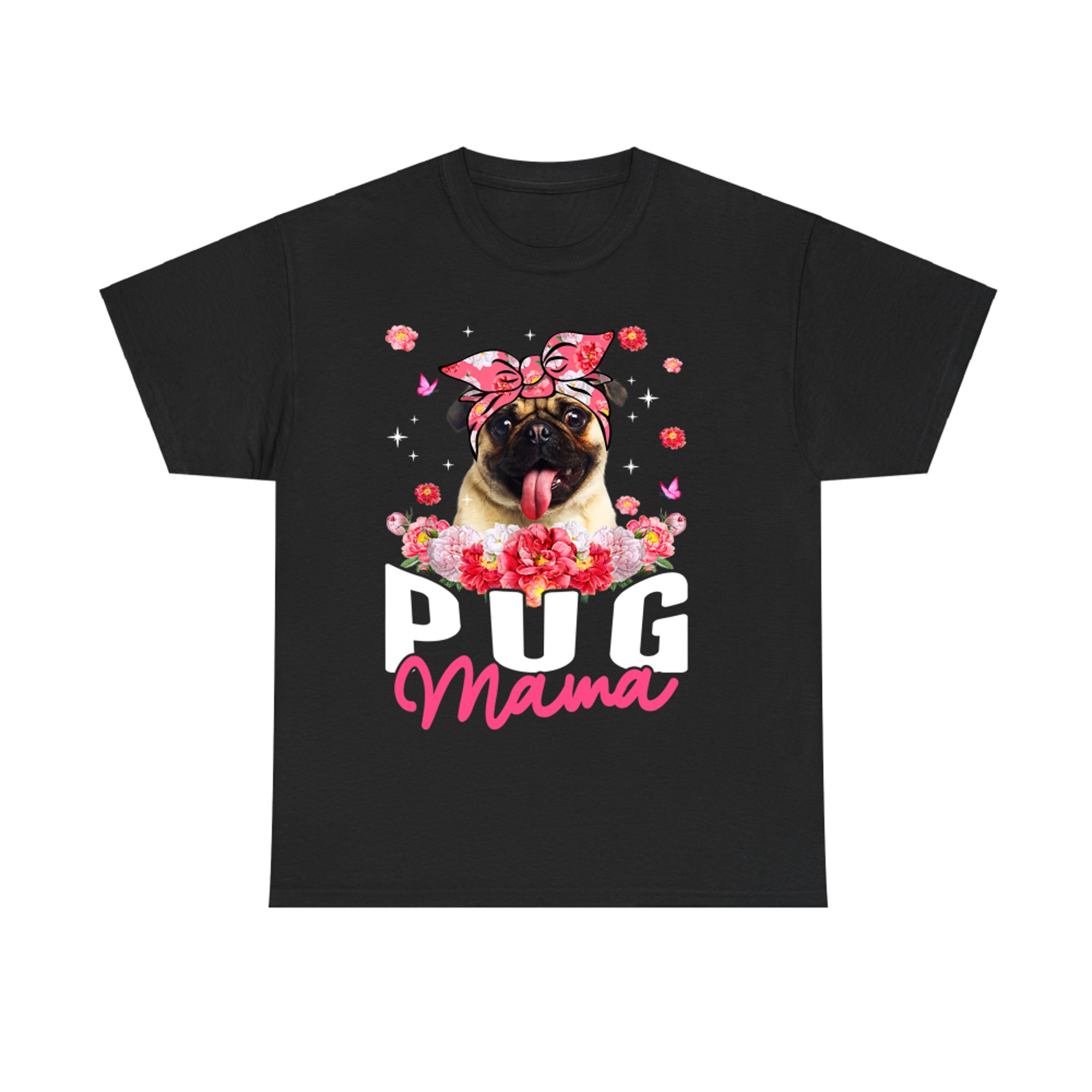 Pug Mama Flower Bandana Dog Lover Mother's Day T-Shirt