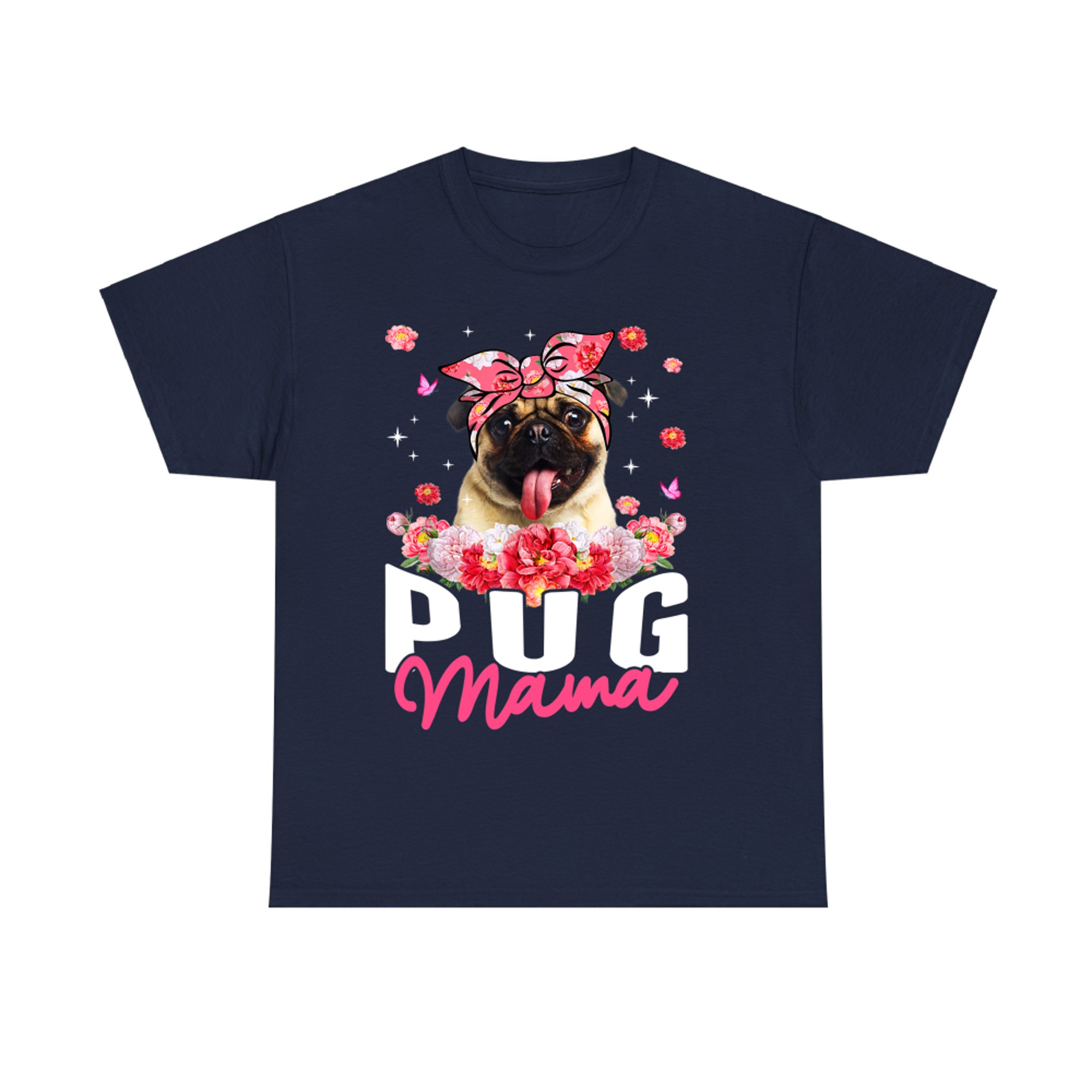 Pug Mama Flower Bandana Dog Lover Mother's Day T-Shirt