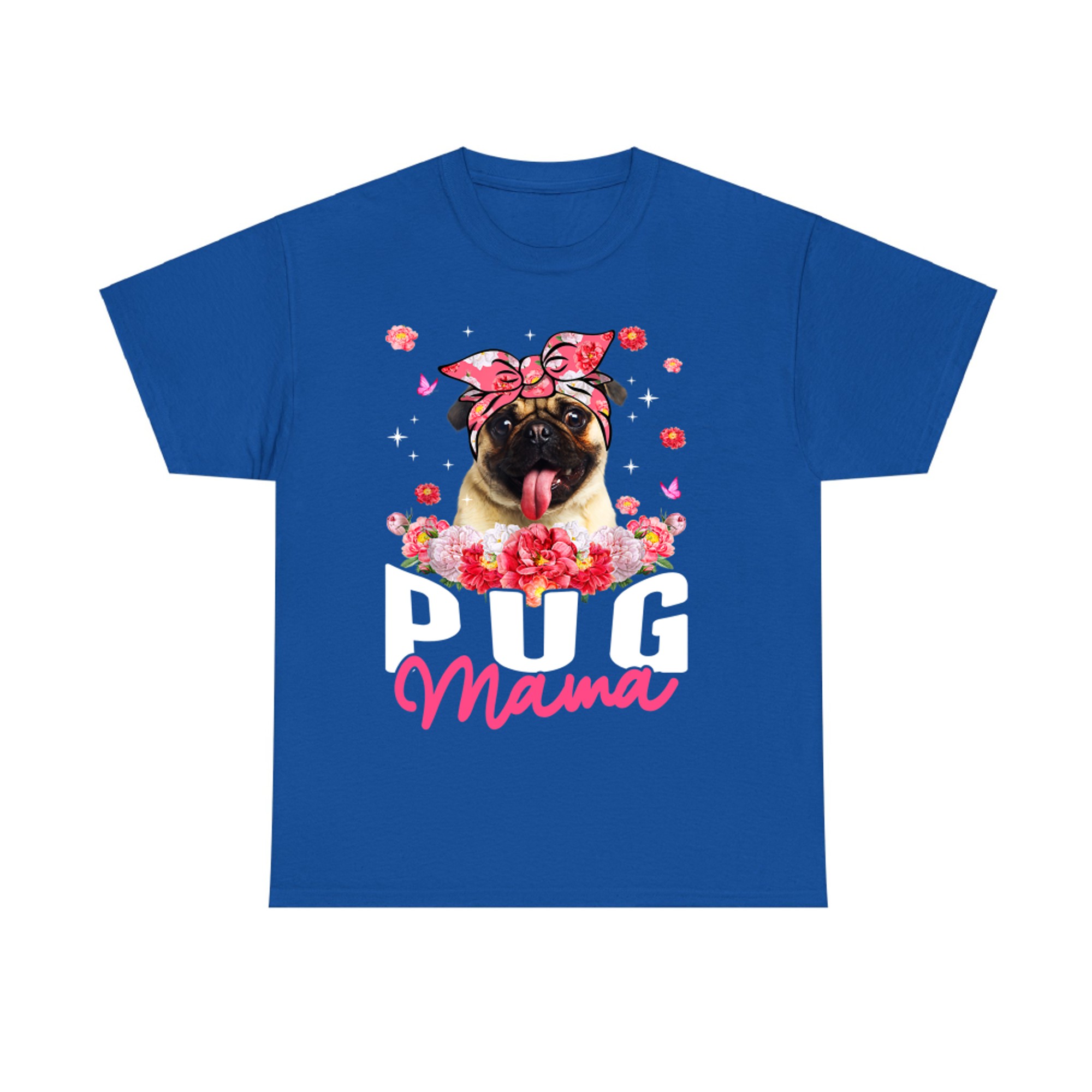 Pug Mama Flower Bandana Dog Lover Mother's Day T-Shirt