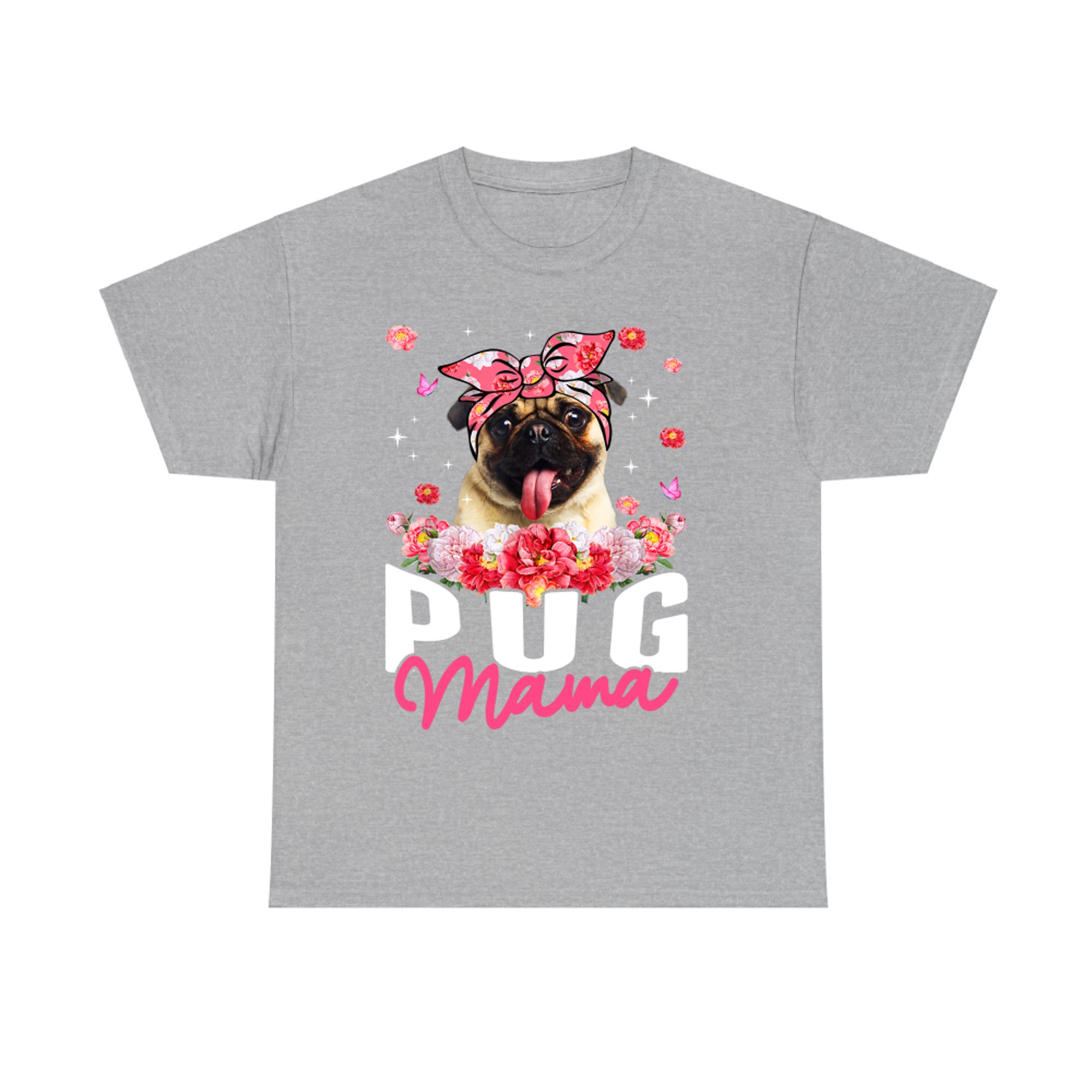 Pug Mama Flower Bandana Dog Lover Mother's Day T-Shirt