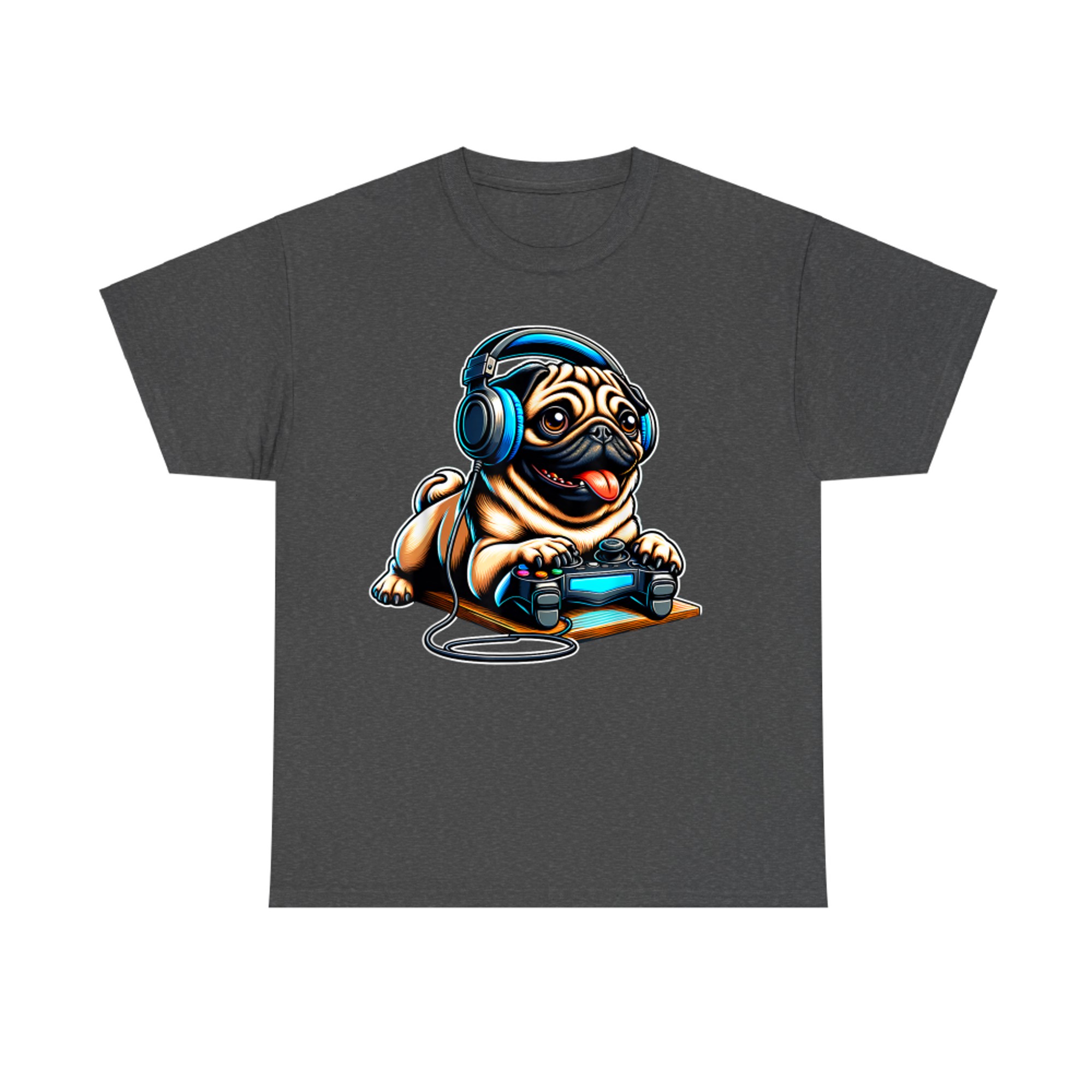 Pugs Dogs Playing Gamer Funny Pug Dog Breed Cute Puppies T-Shirt