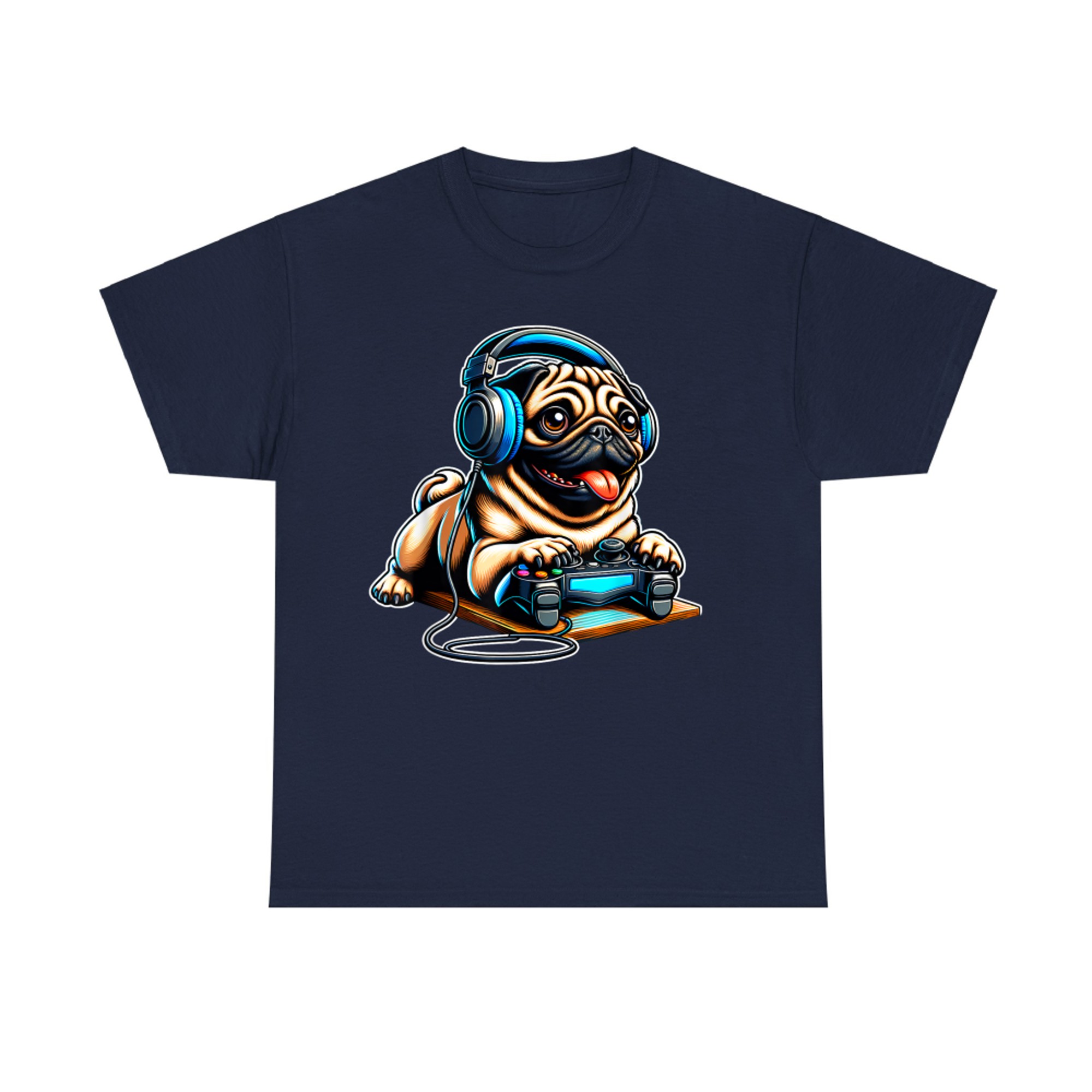 Pugs Dogs Playing Gamer Funny Pug Dog Breed Cute Puppies T-Shirt