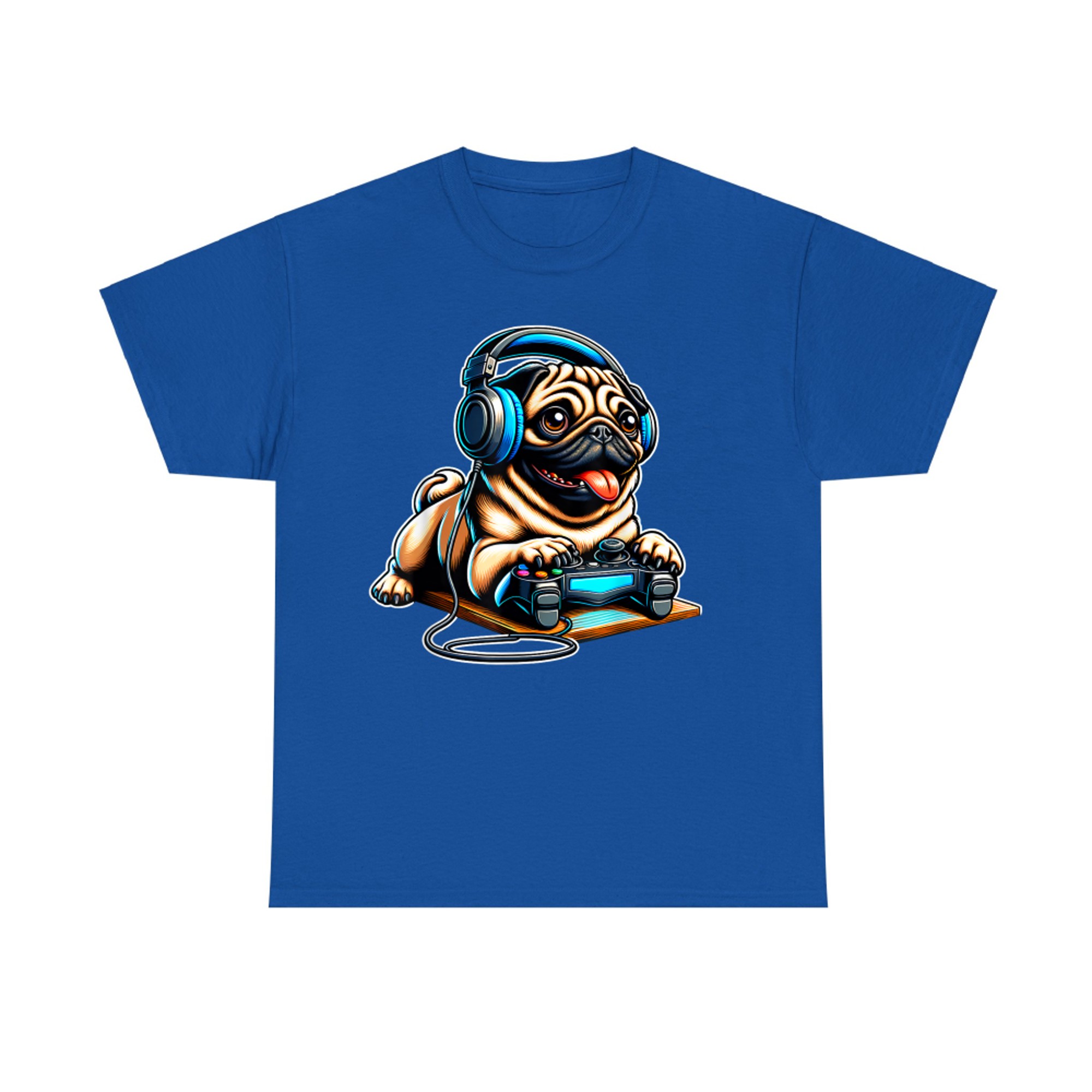 Pugs Dogs Playing Gamer Funny Pug Dog Breed Cute Puppies T-Shirt